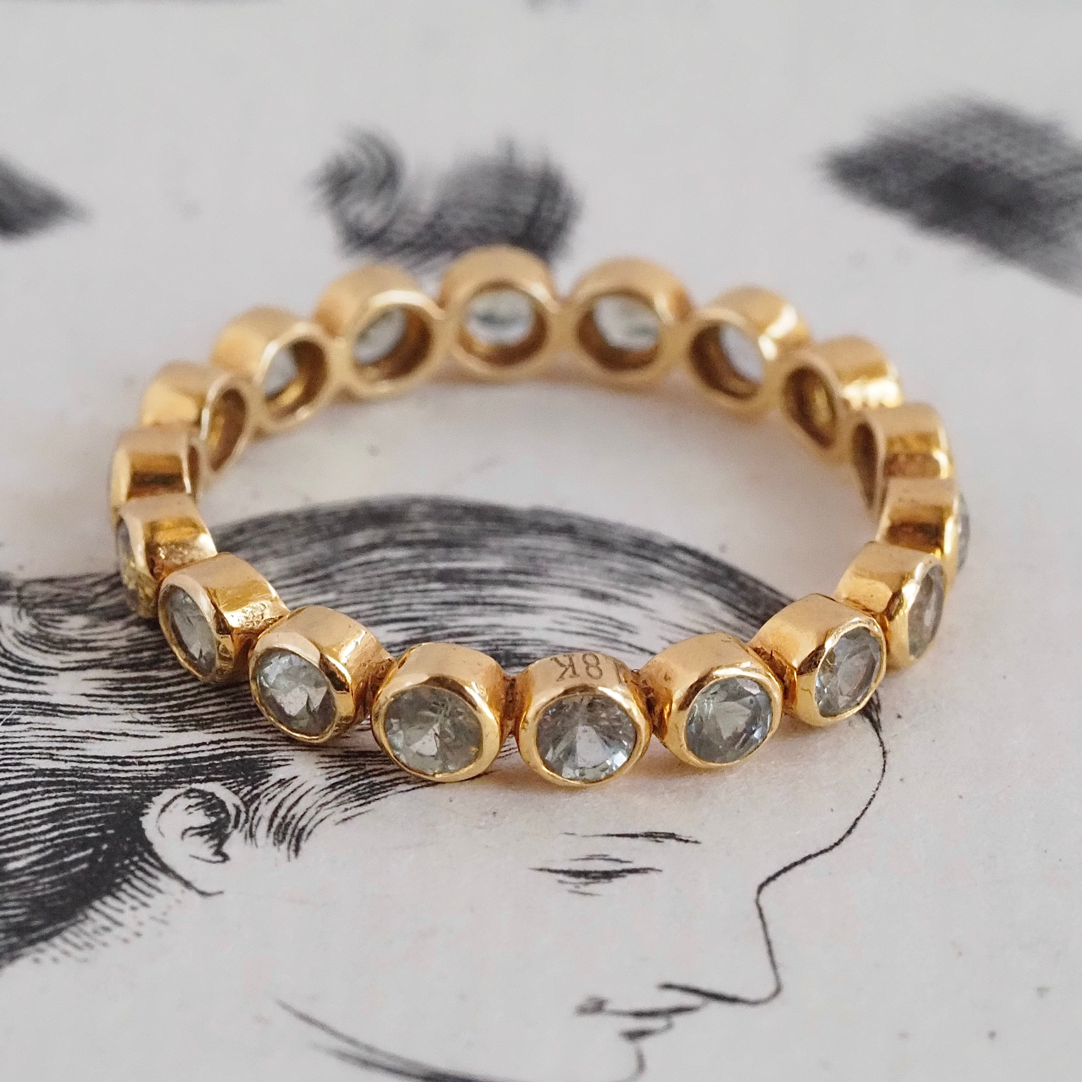 Green Sapphire 18k Gold Eternity Ring