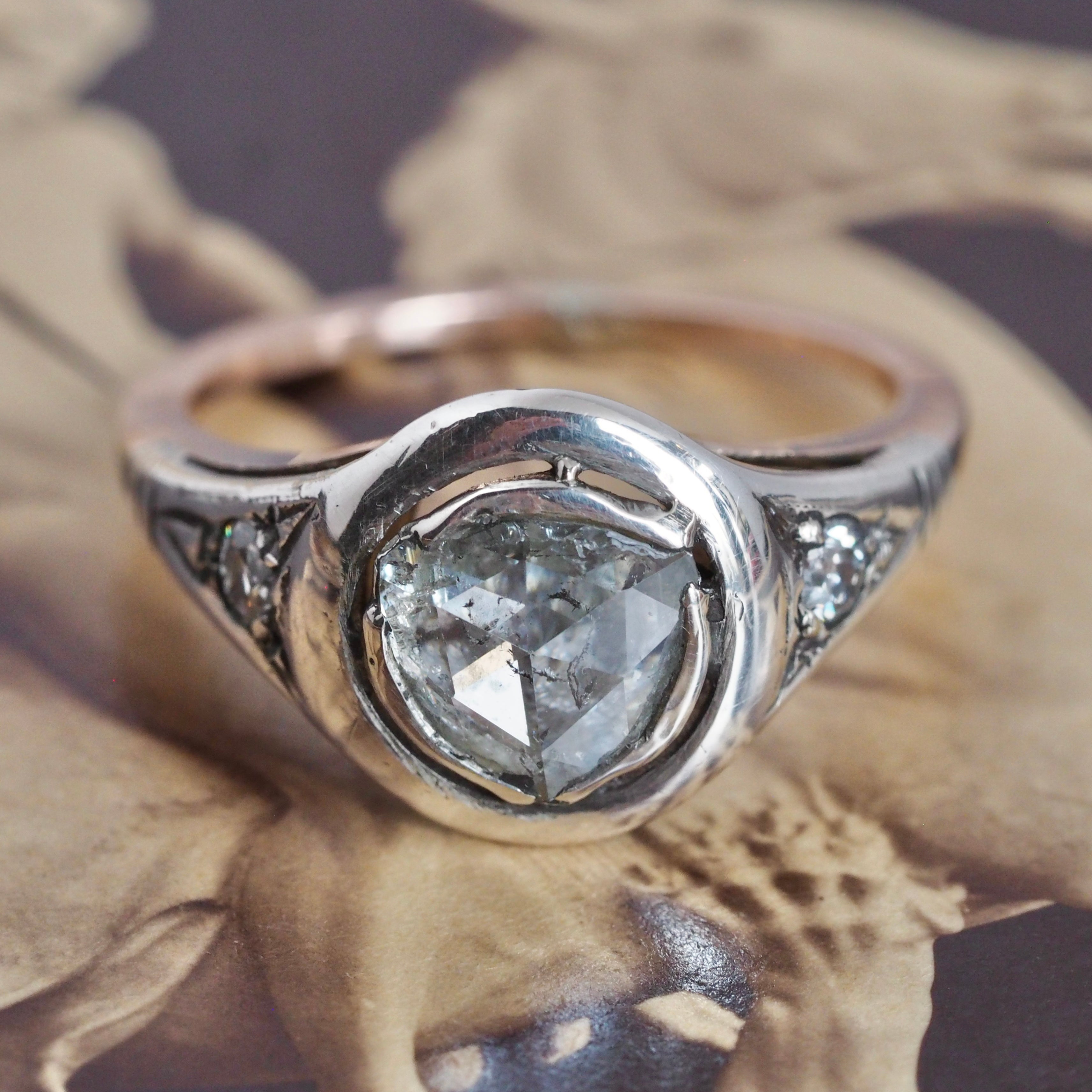 Solitaire Rose Cut Diamond Engagement Ring #105186 - Seattle Bellevue |  Joseph Jewelry