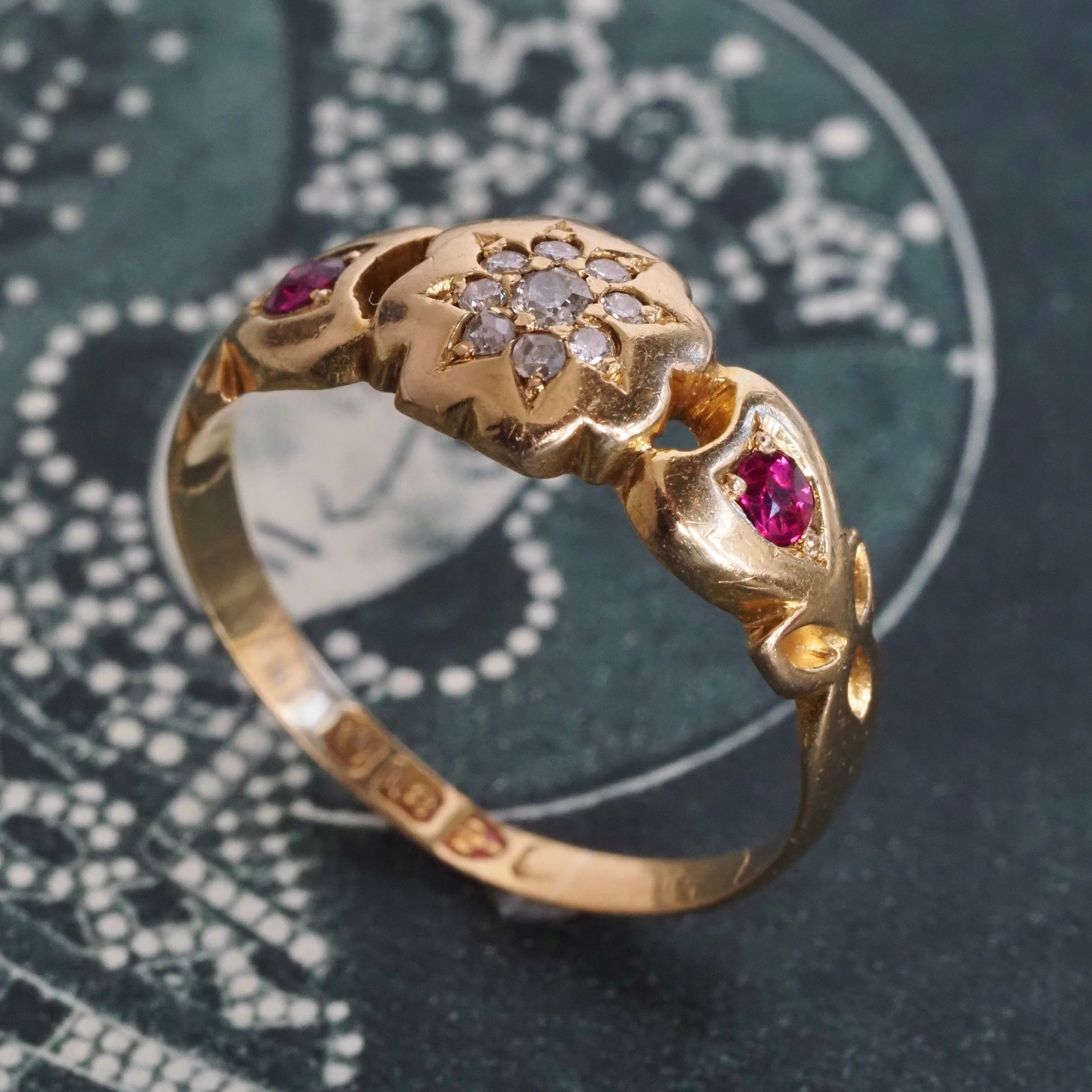 Antique Victorian 18k Gold Ruby & Diamond Ring