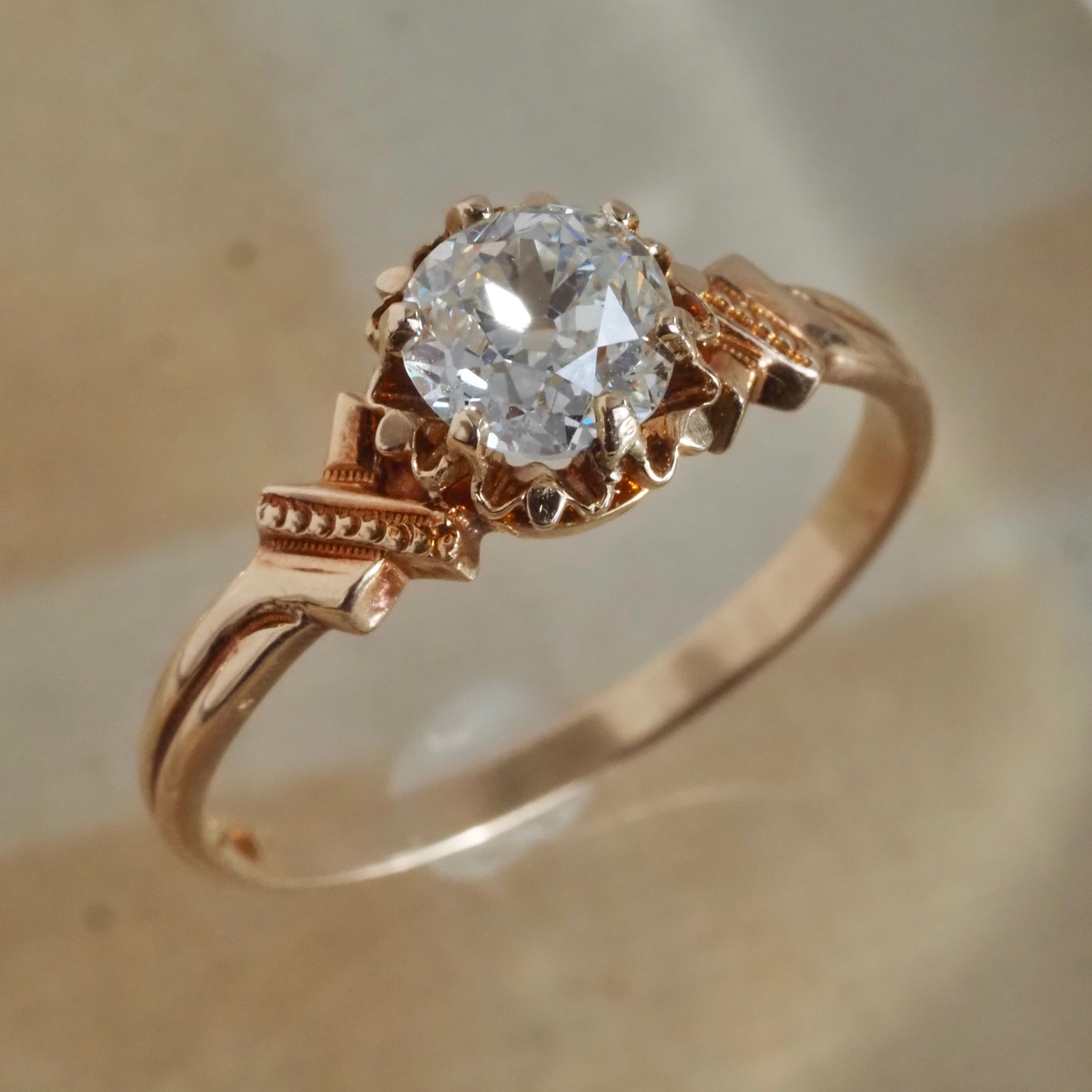Antique Victorian ~1.0 ct Old European Cut Diamond 14k Gold Engagement Ring