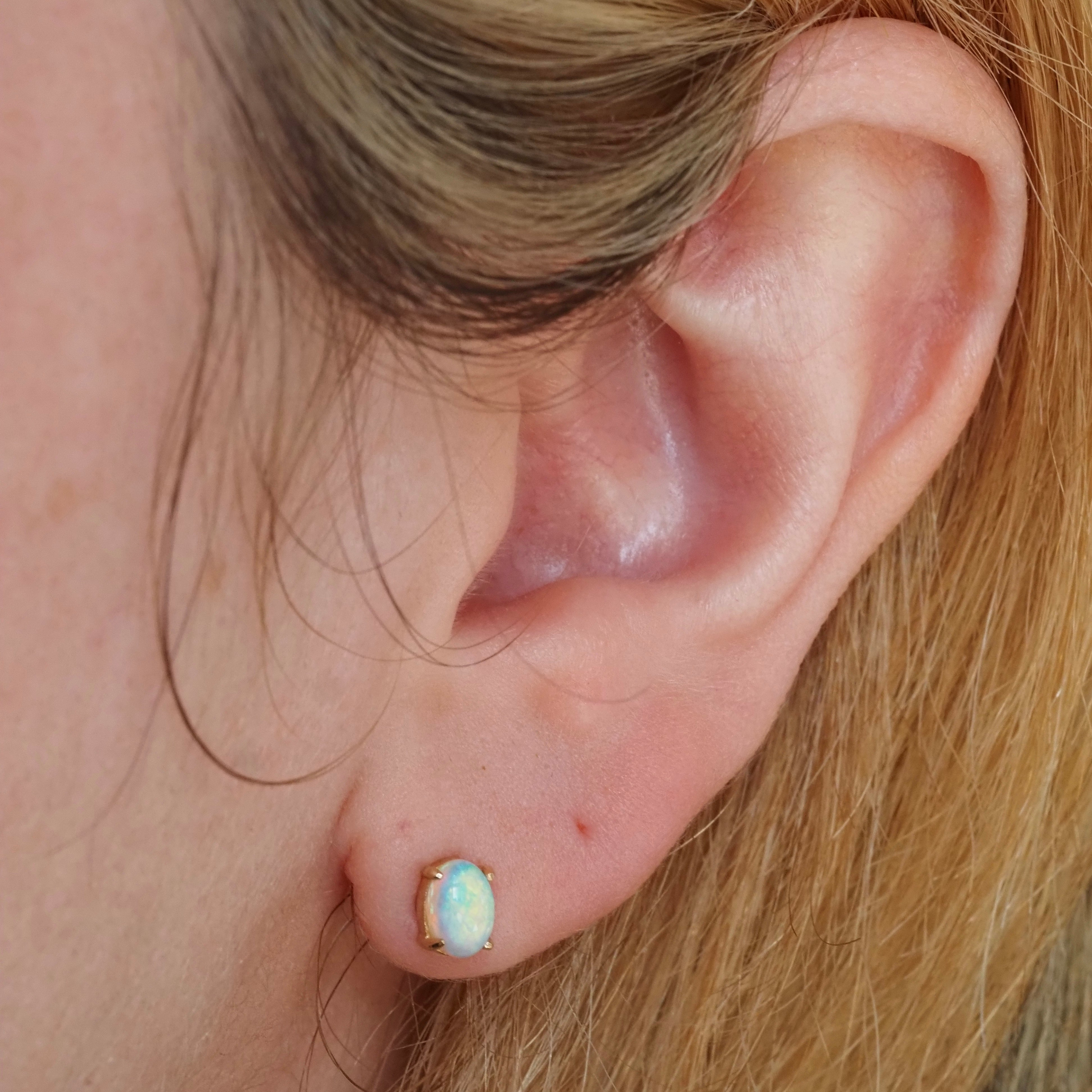 Vintage 14k Gold Opal Stud Earrings