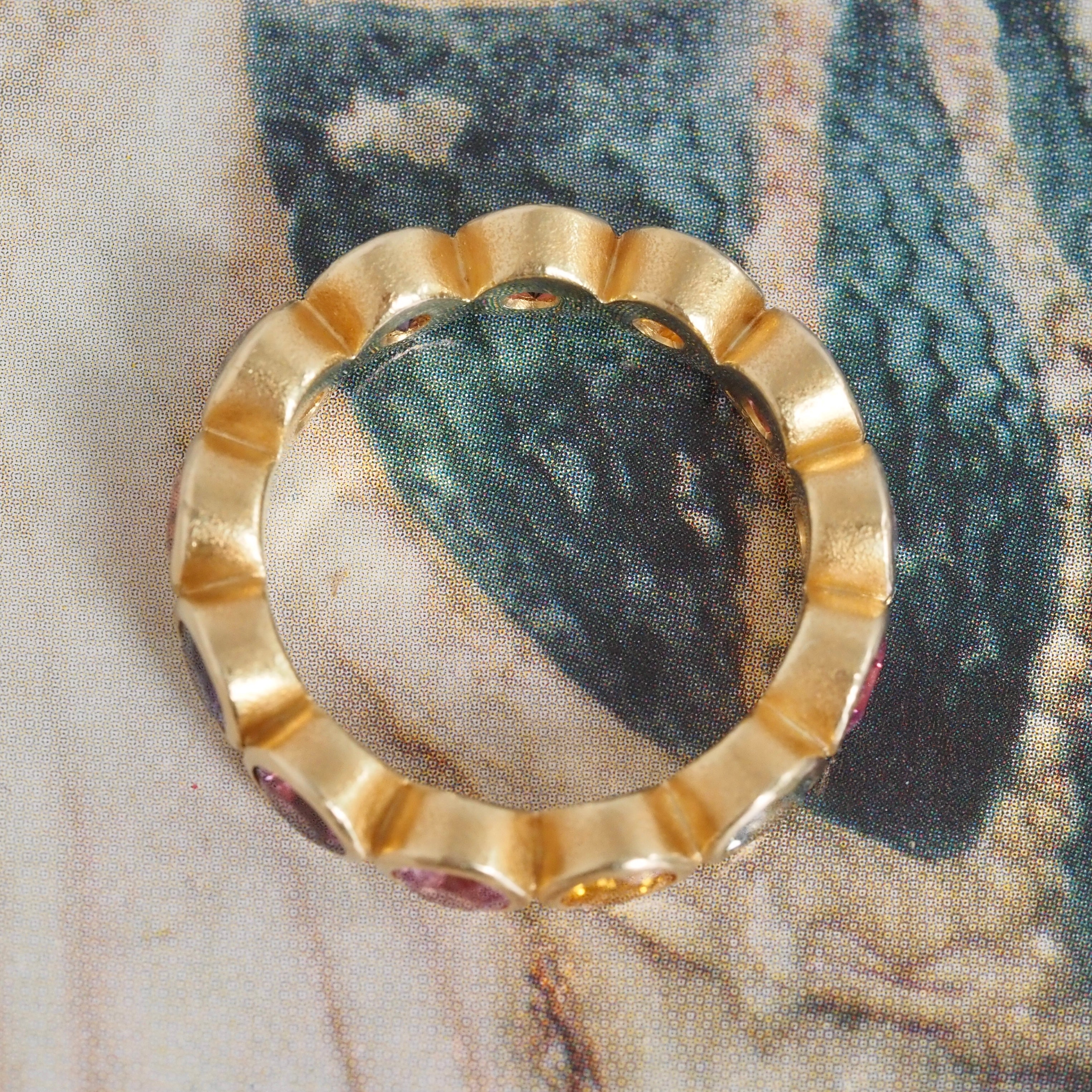 Multicolored Sapphire Eternity 18k Gold Ring