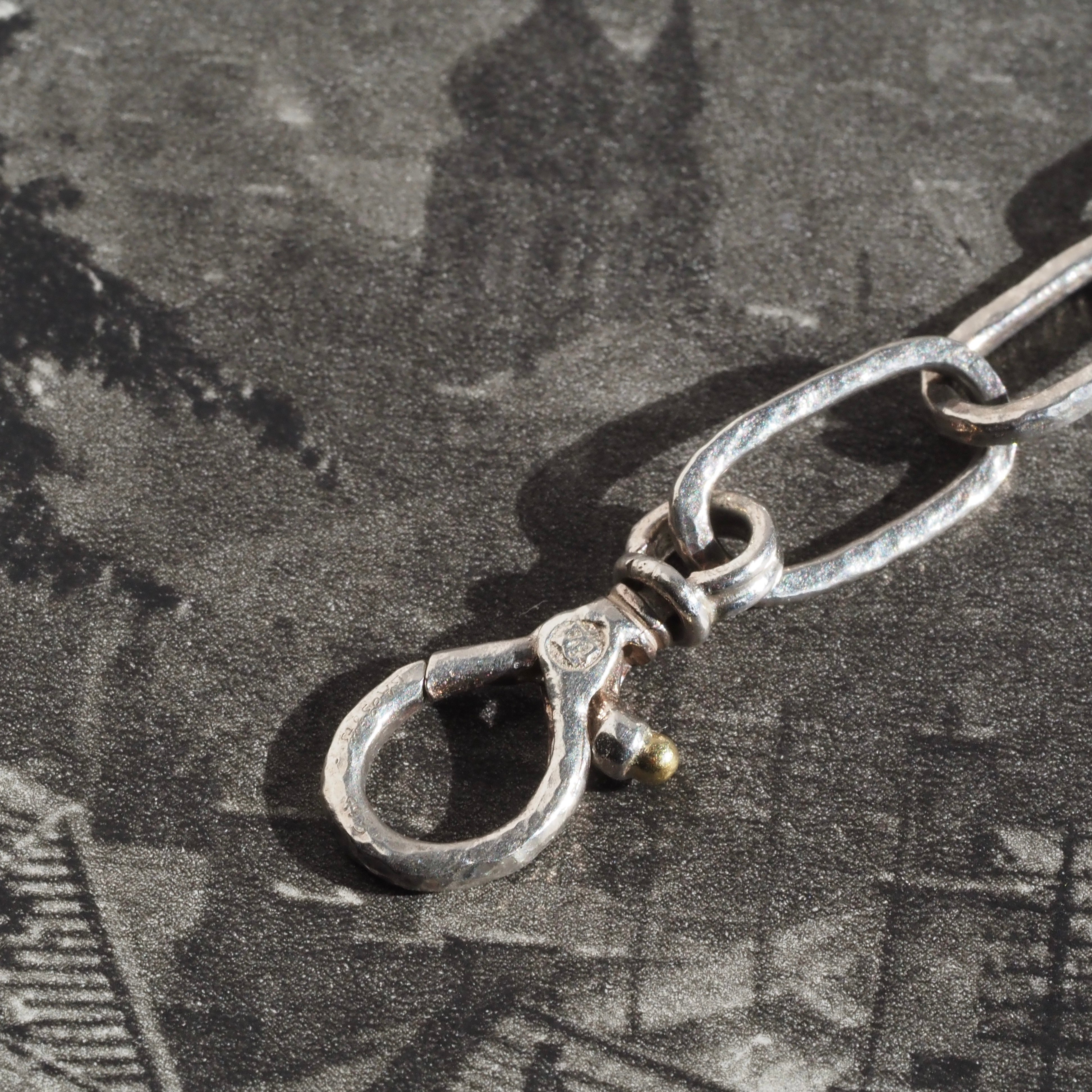 Vintage Sterling Silver Chain Bracelet with Single 22k Gold Link