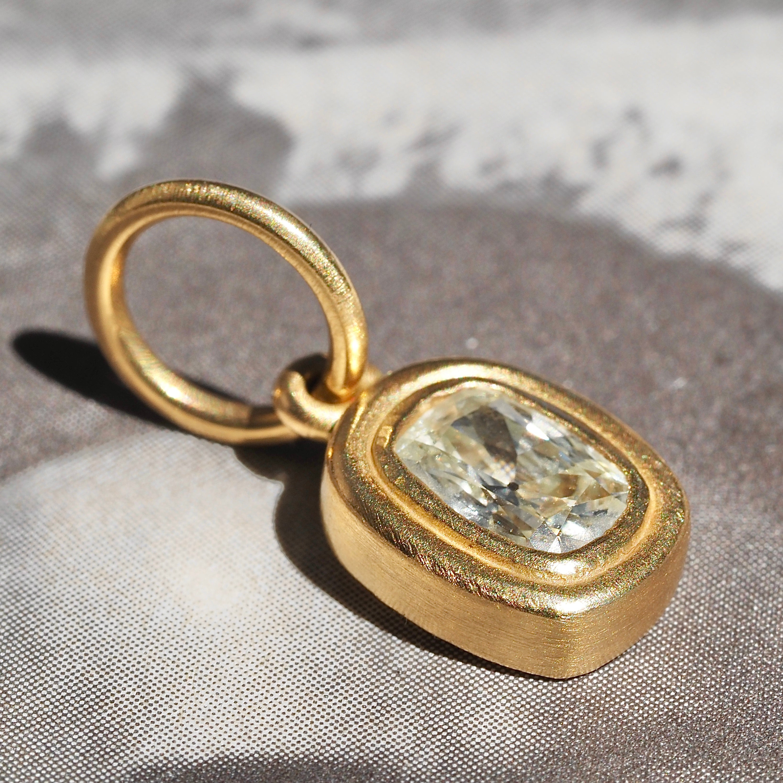 Cushion Modified Brilliant Cut Diamond 18k Gold Pendant