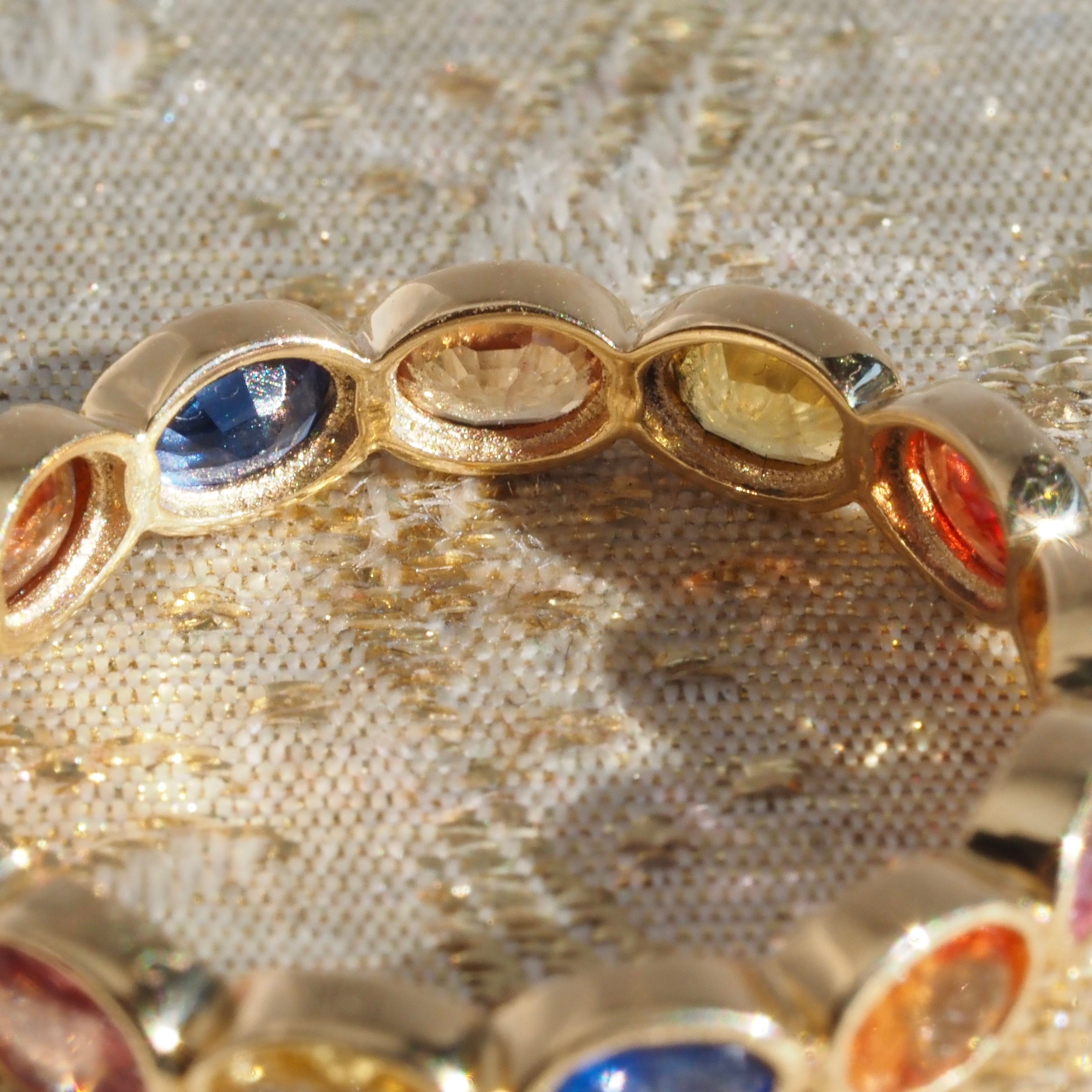 Multicolor Sapphire 18k Gold Eternity Ring