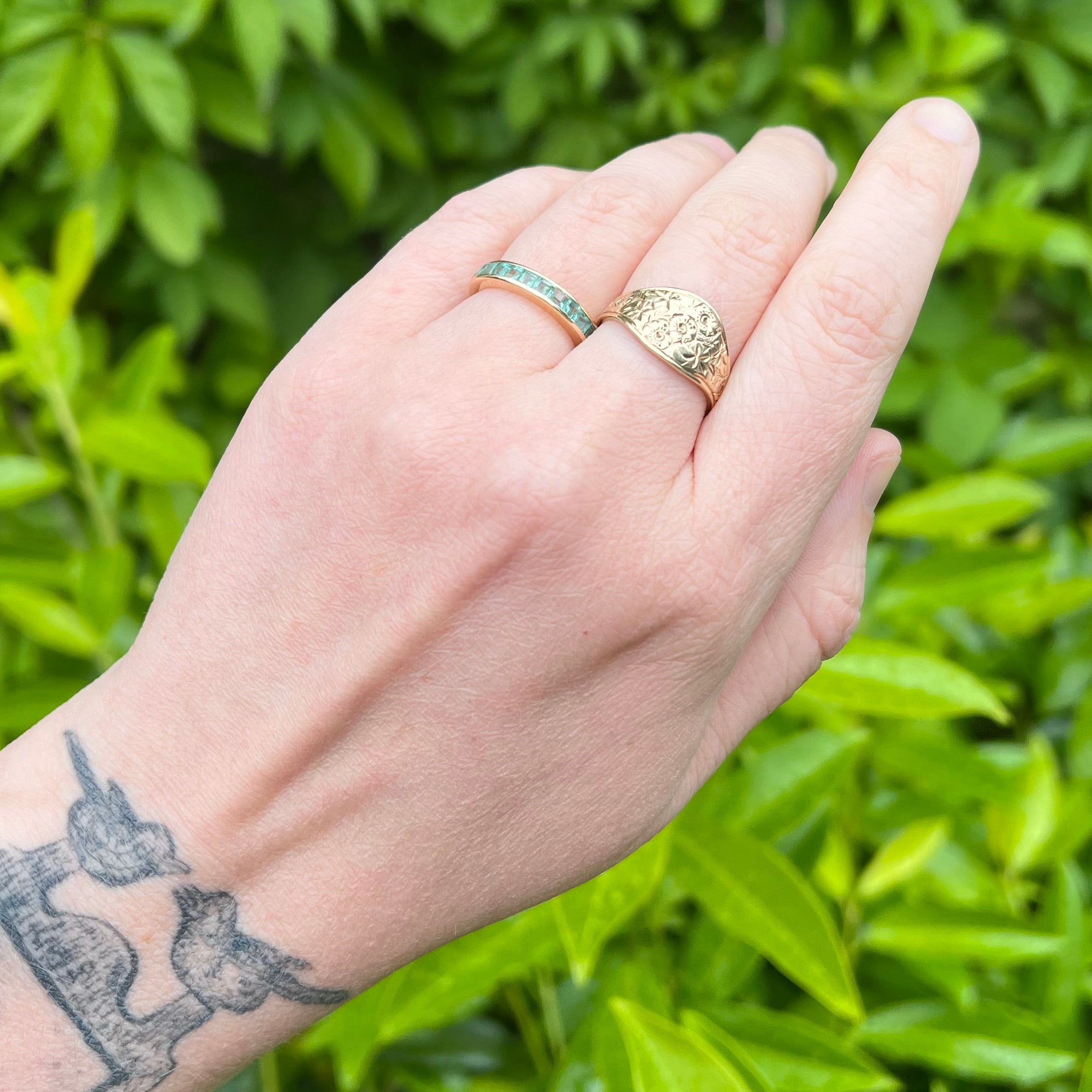 Vintage 14k Gold Emerald Eternity Band