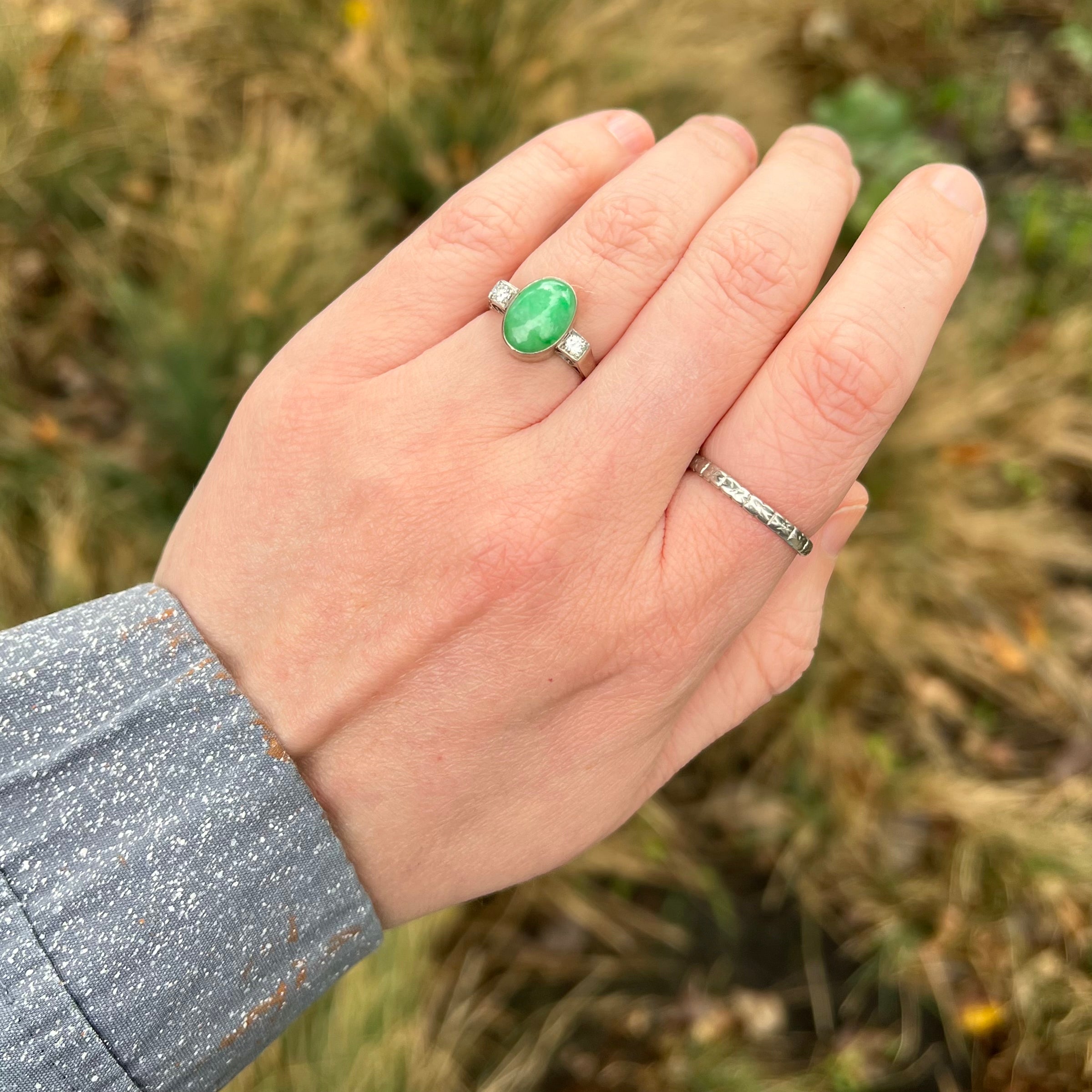 White jade engagement on sale rings