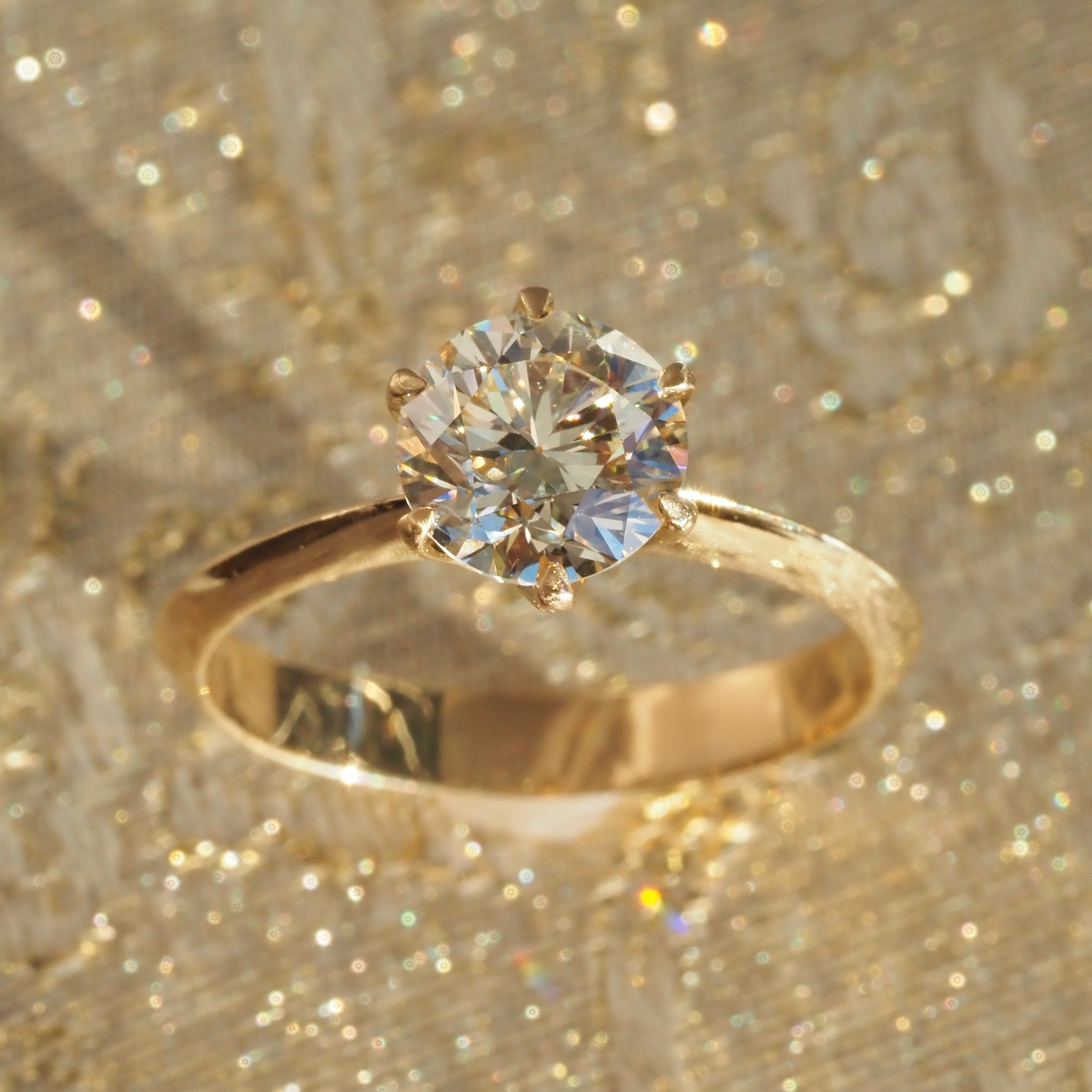 Vintage French 1.43ct Old European Cut Diamond 18k Gold Engagement Ring