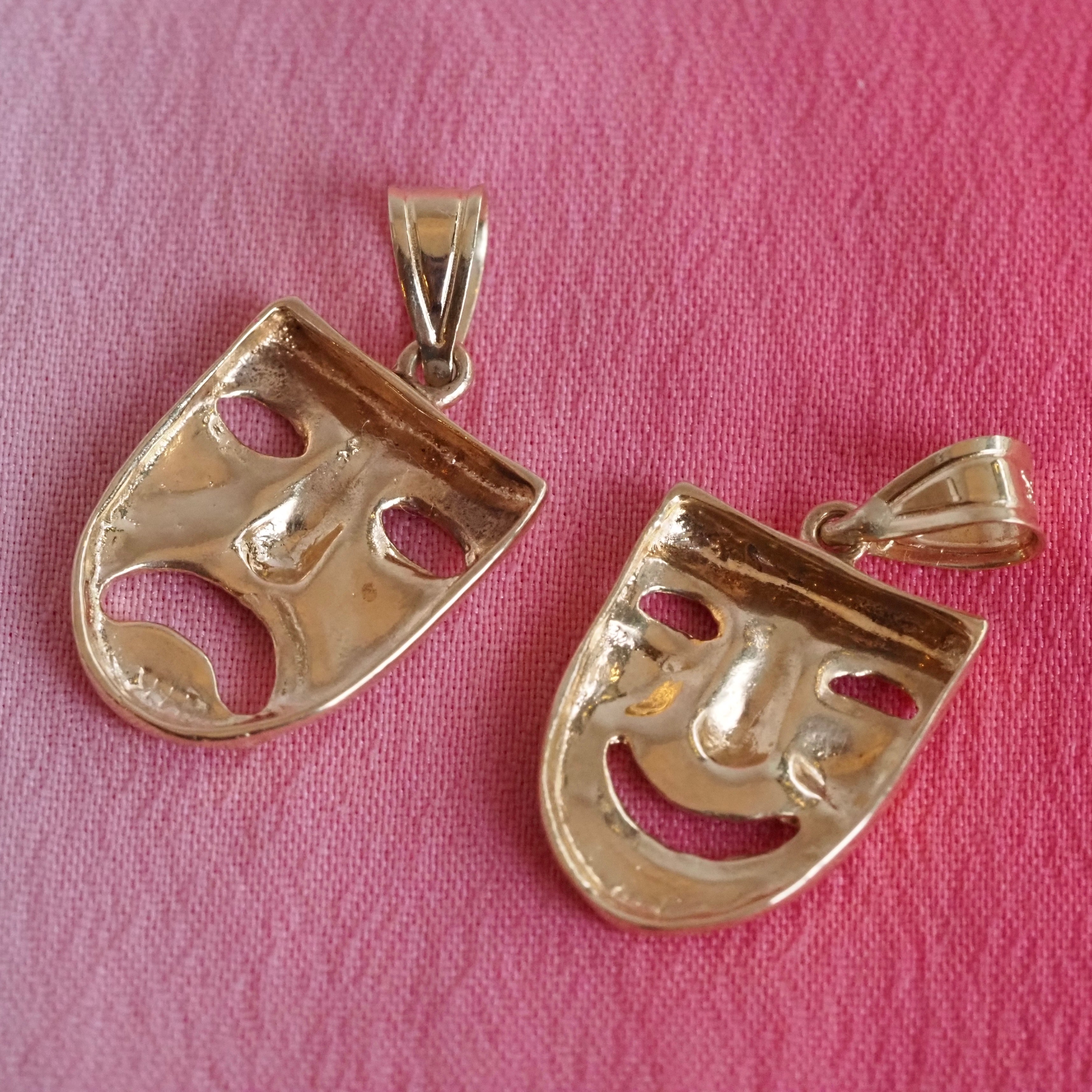 Vintage Tragedy & Comedy 14k Gold Charms