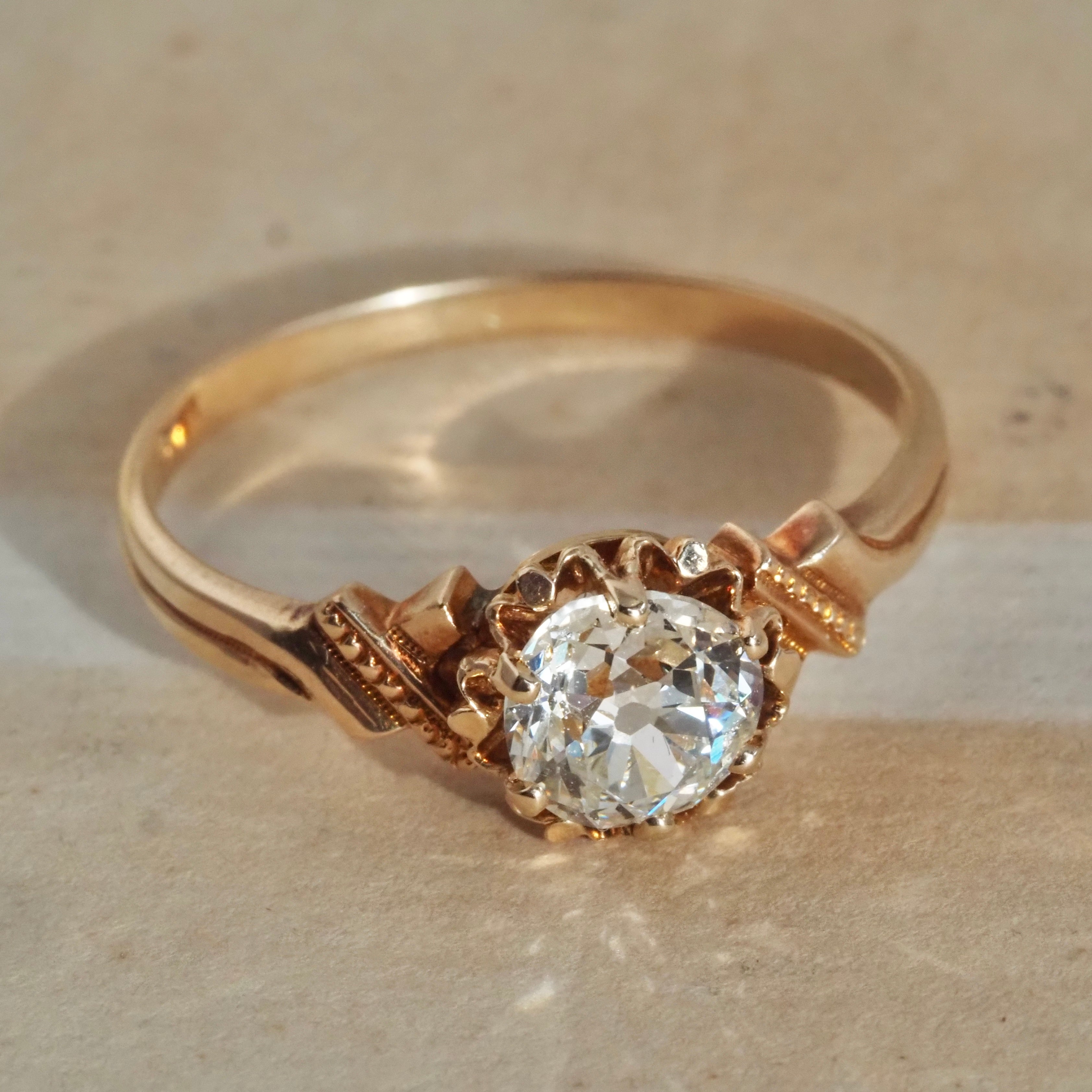 Antique Victorian ~1.0 ct Old European Cut Diamond 14k Gold Engagement Ring