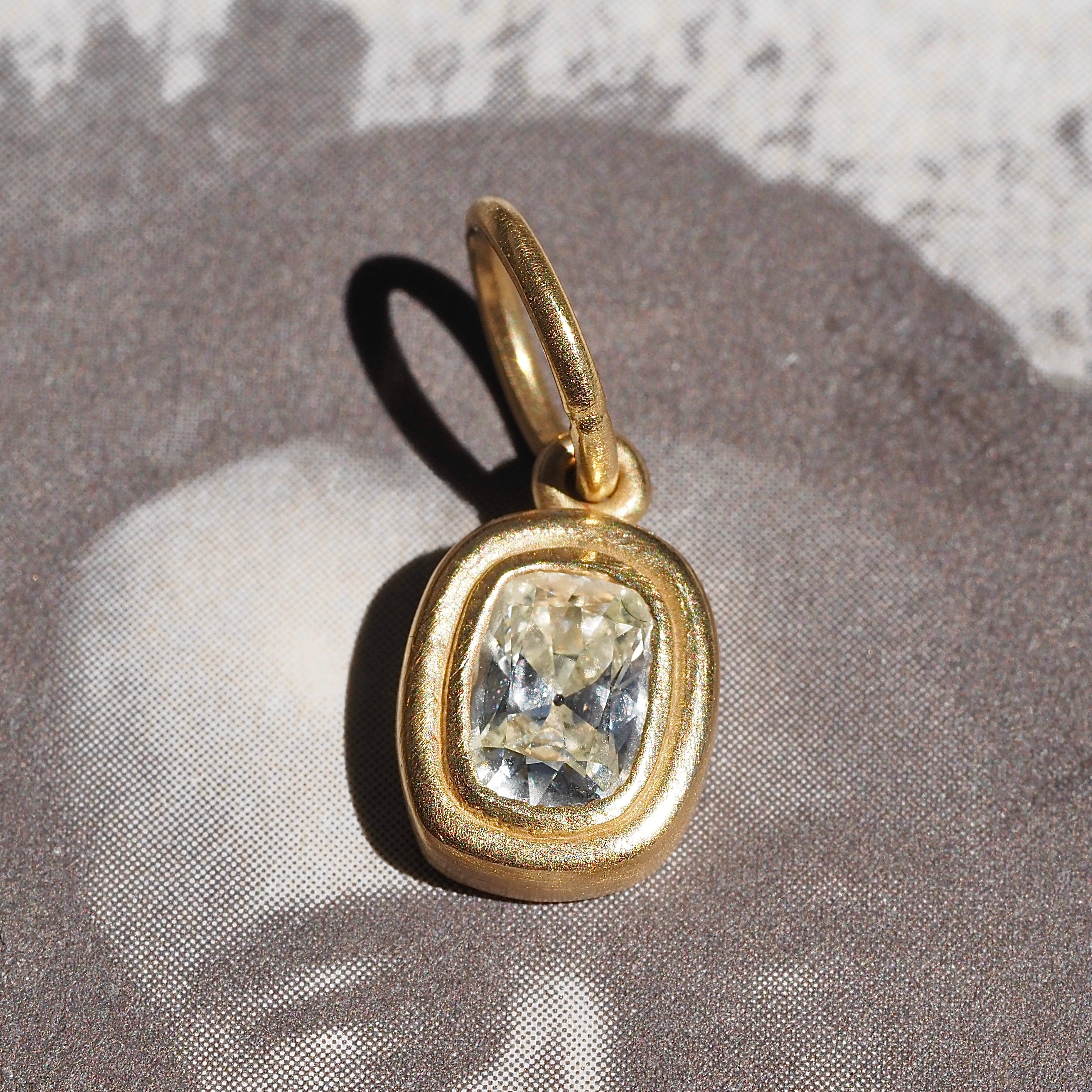 Cushion Modified Brilliant Cut Diamond 18k Gold Pendant