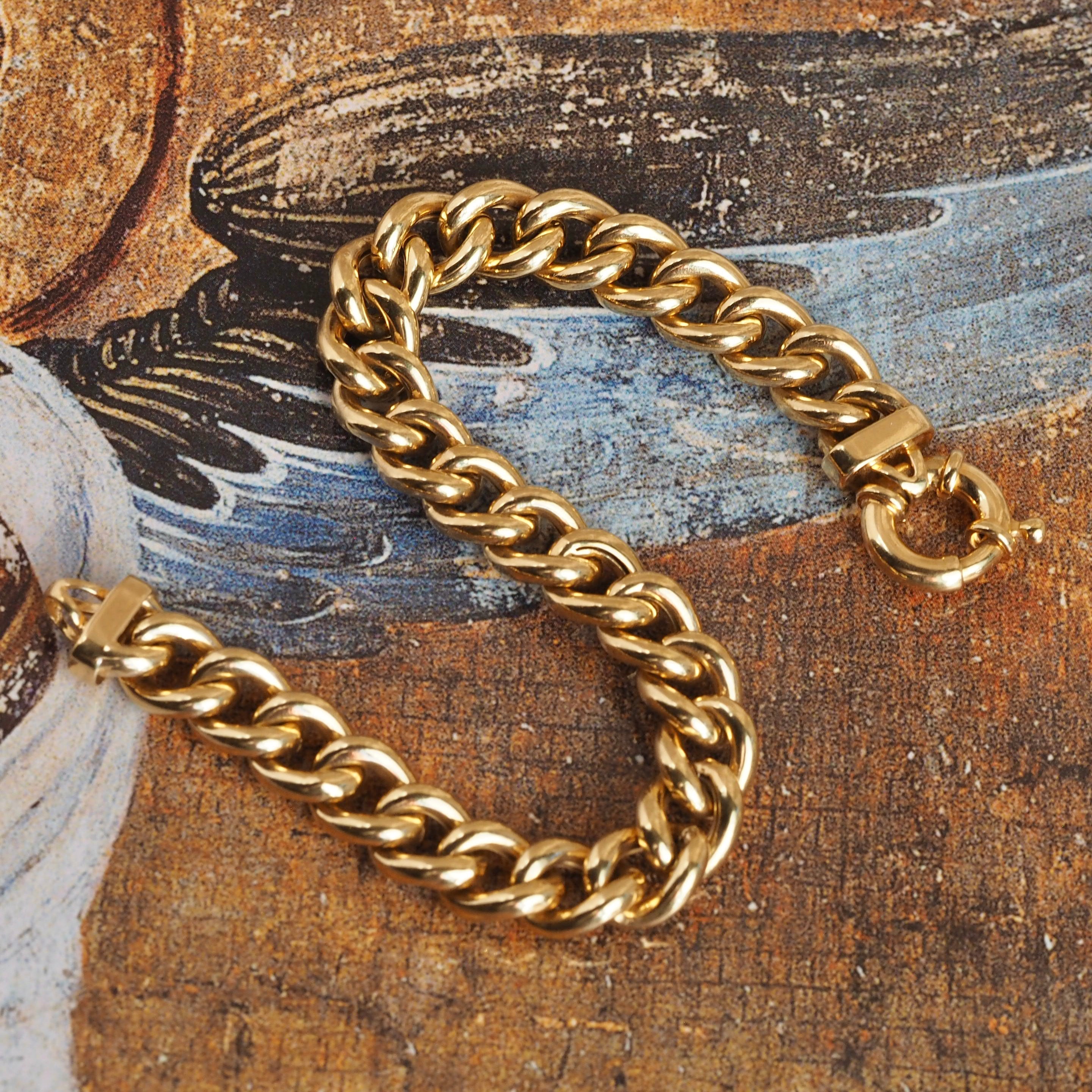 Vintage Italian Puffy 14k Curb Chain Bracelet