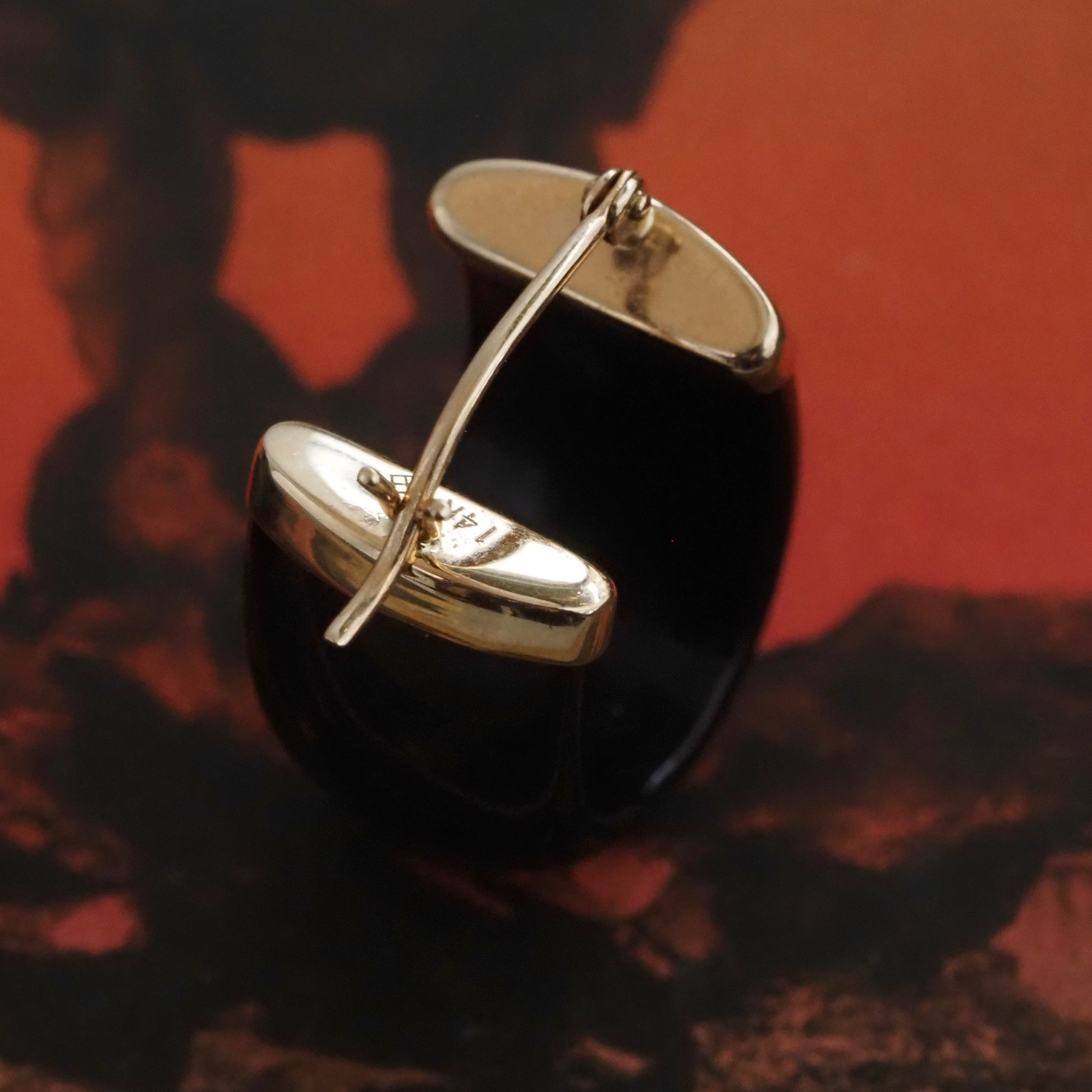 Vintage Onyx 14k Gold Hoops