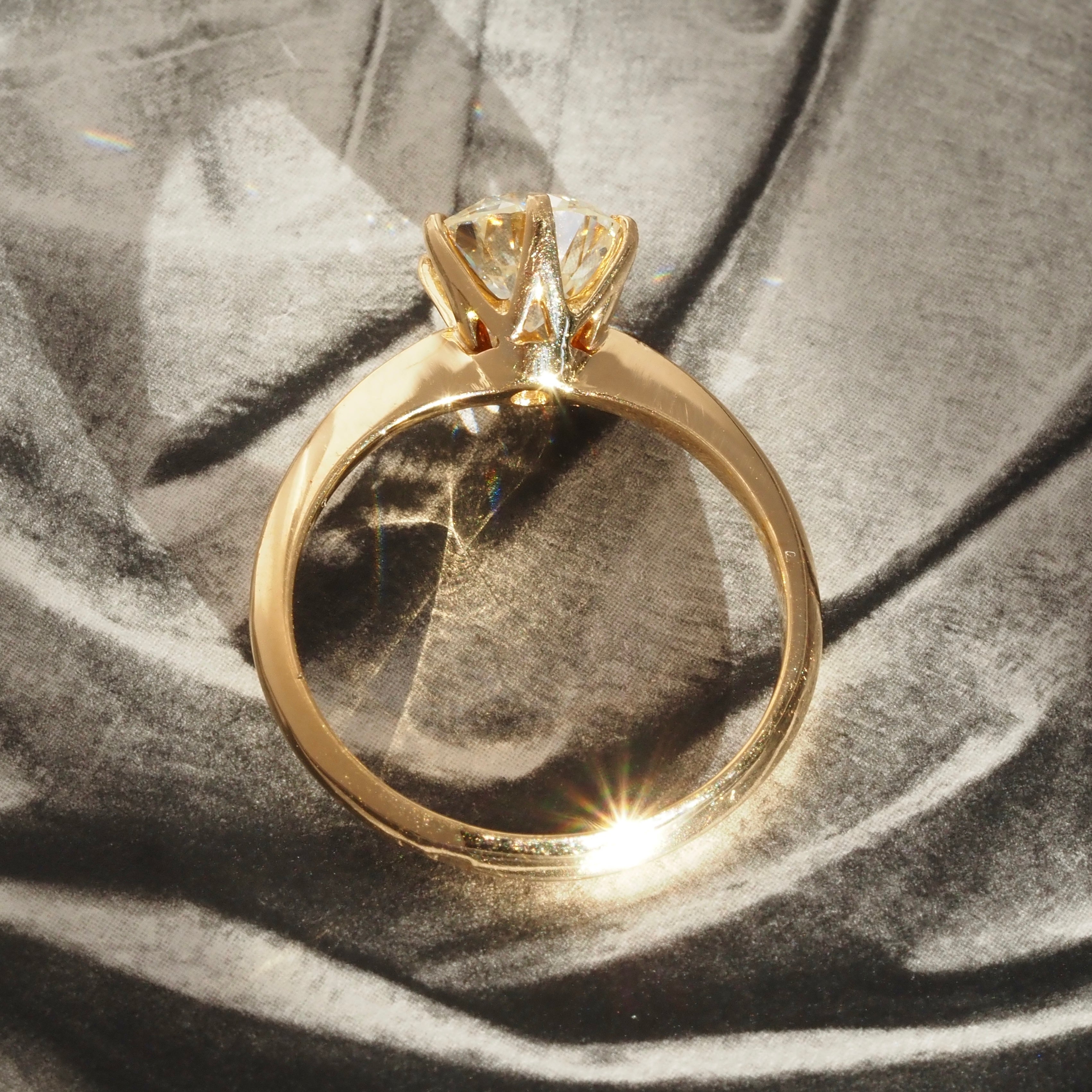 Vintage French 1.43ct Old European Cut Diamond 18k Gold Engagement Ring