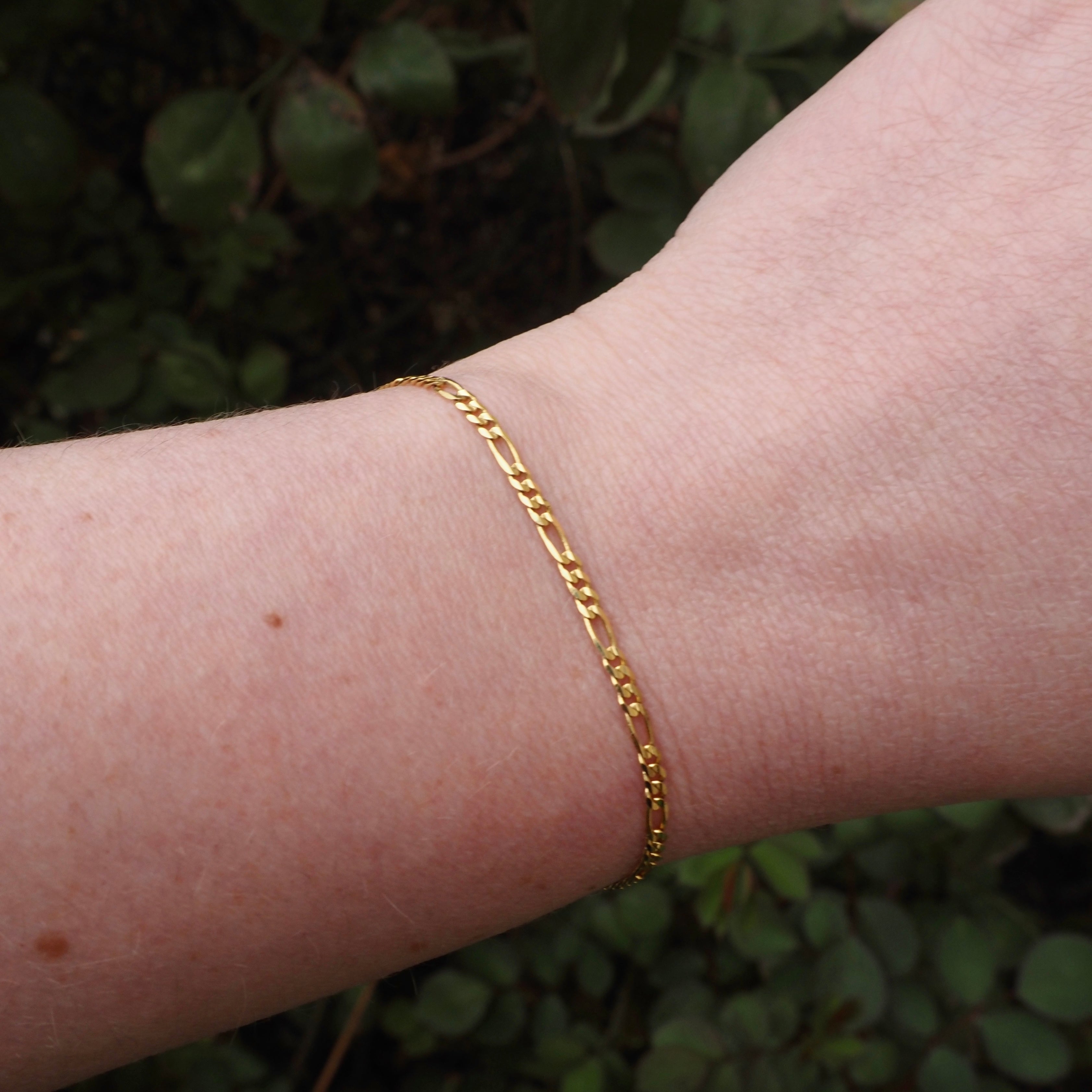 Vintage Italian 14k Gold Figaro Chain Bracelet