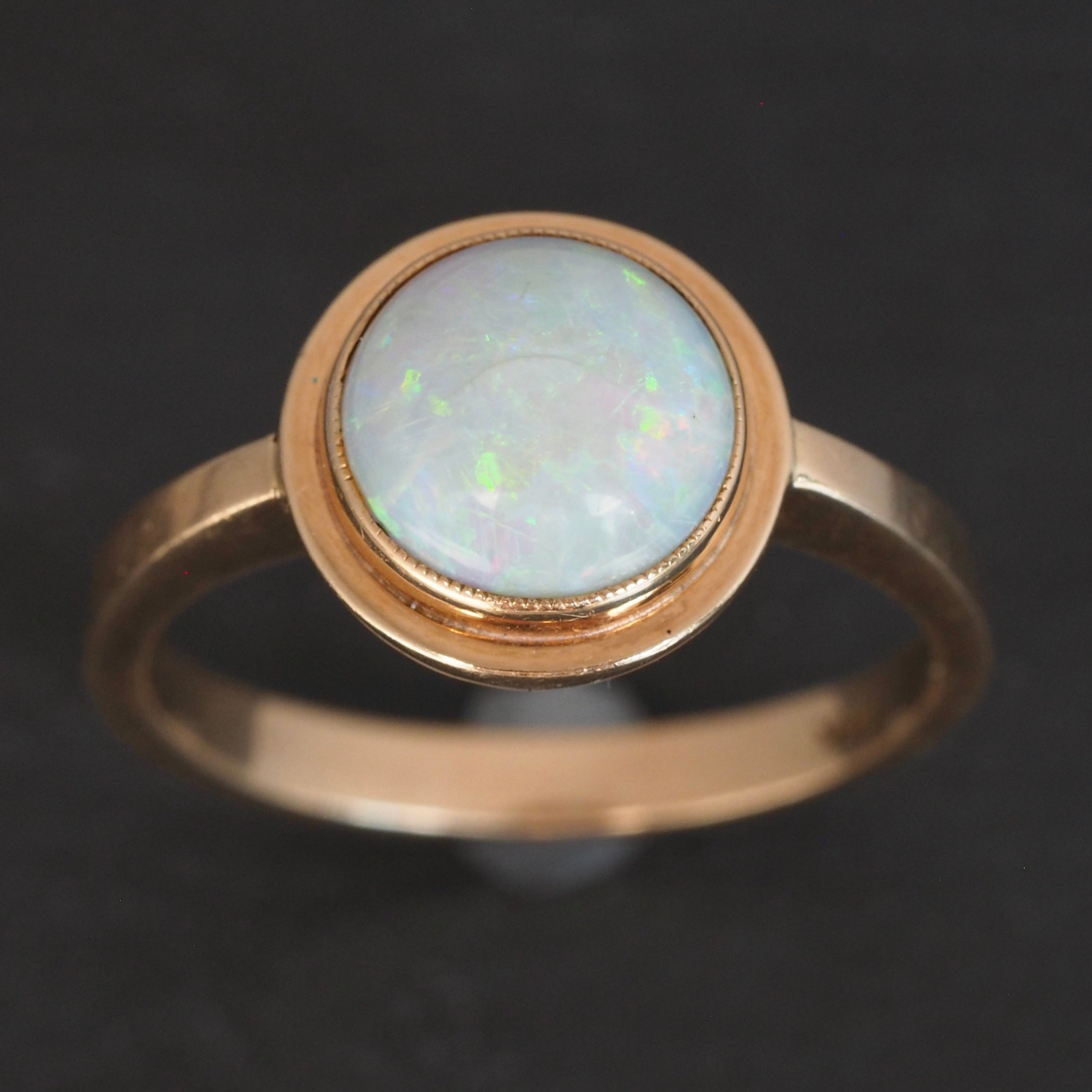 Mid Century Modern 14k Gold Opal Ring