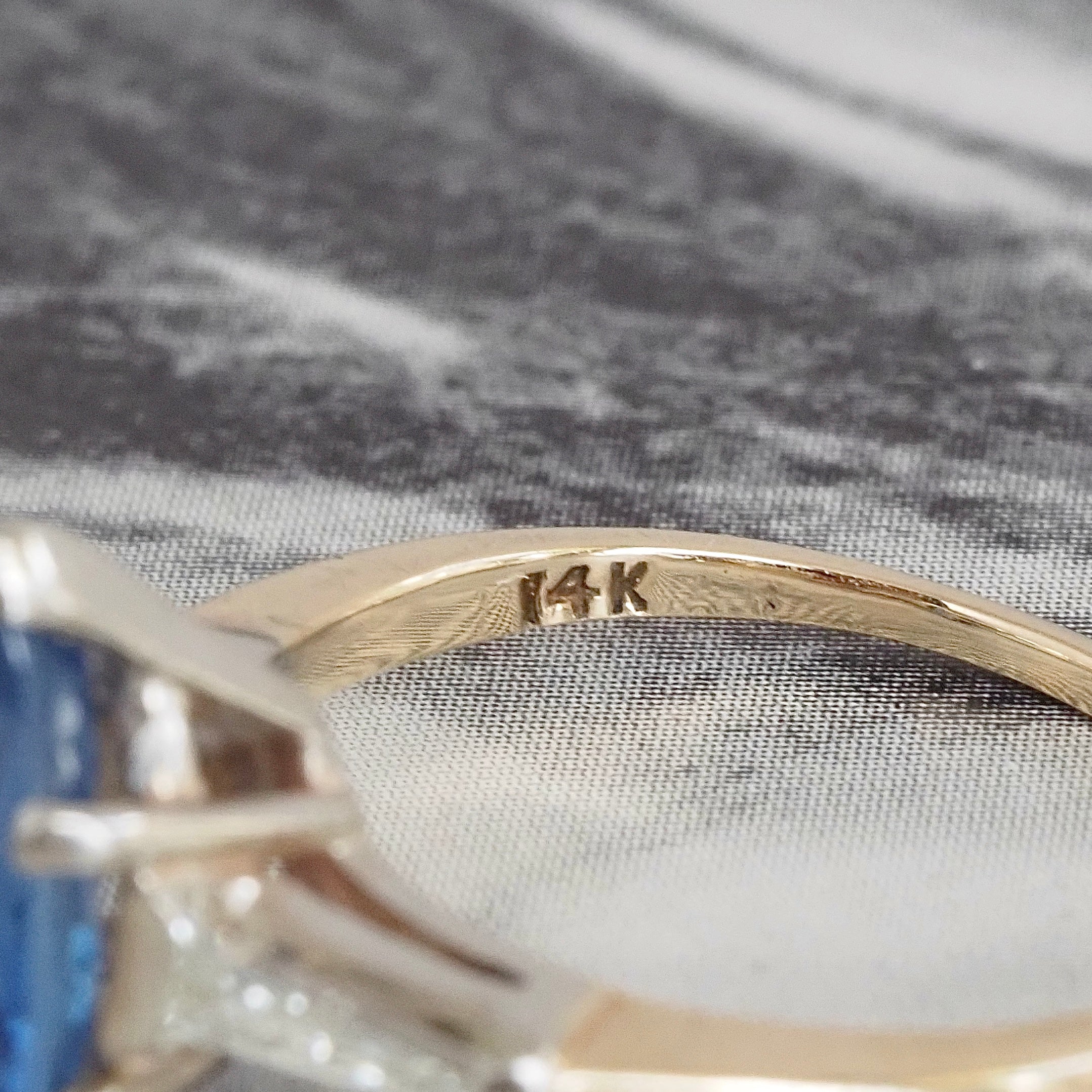 Vintage Pear Sapphire and Tapered Baguette Diamond 14k Gold Ring