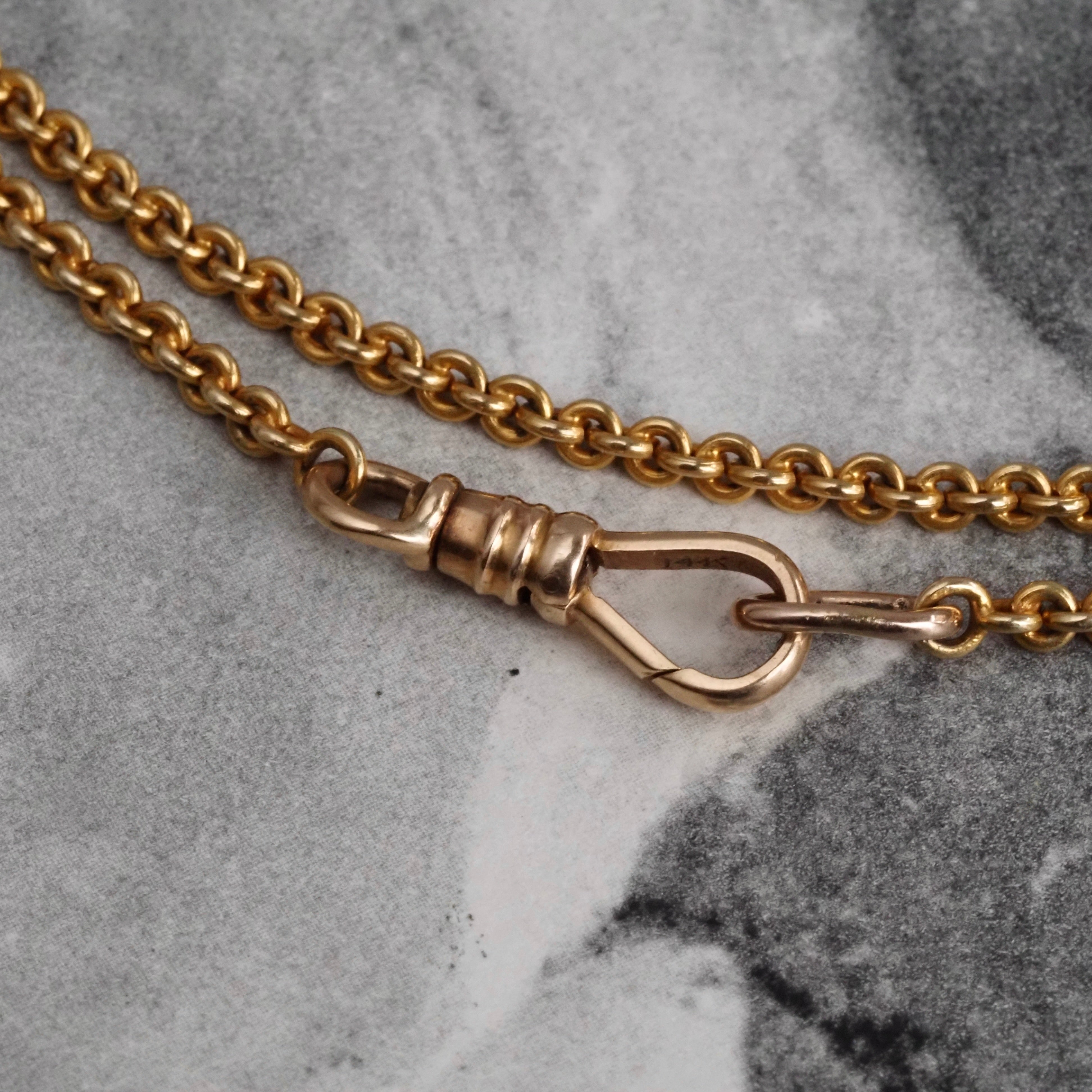 Vintage 18k Gold Cable Chain Necklace with 14k Gold Dog Clip