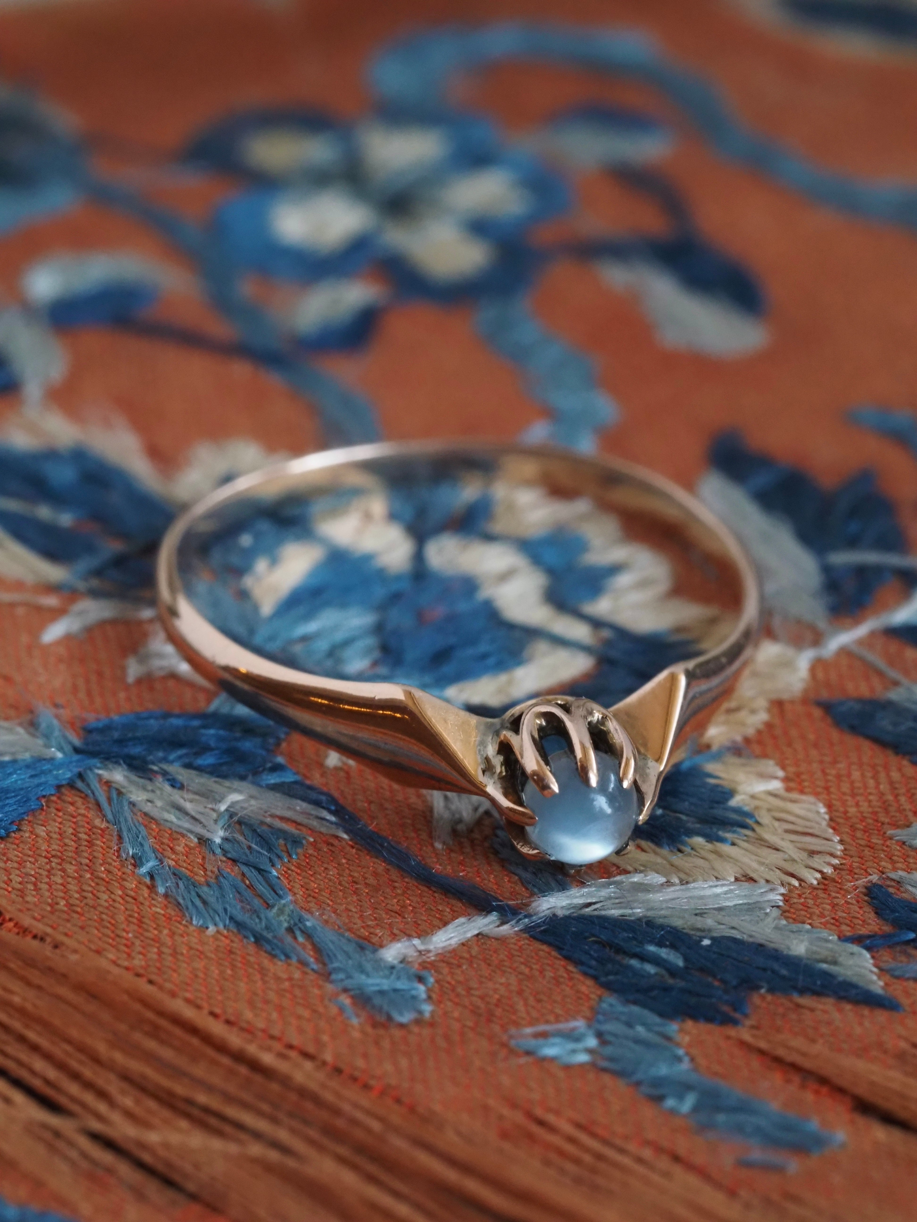 Victorian 10k Gold Moonstone Sphere Ring