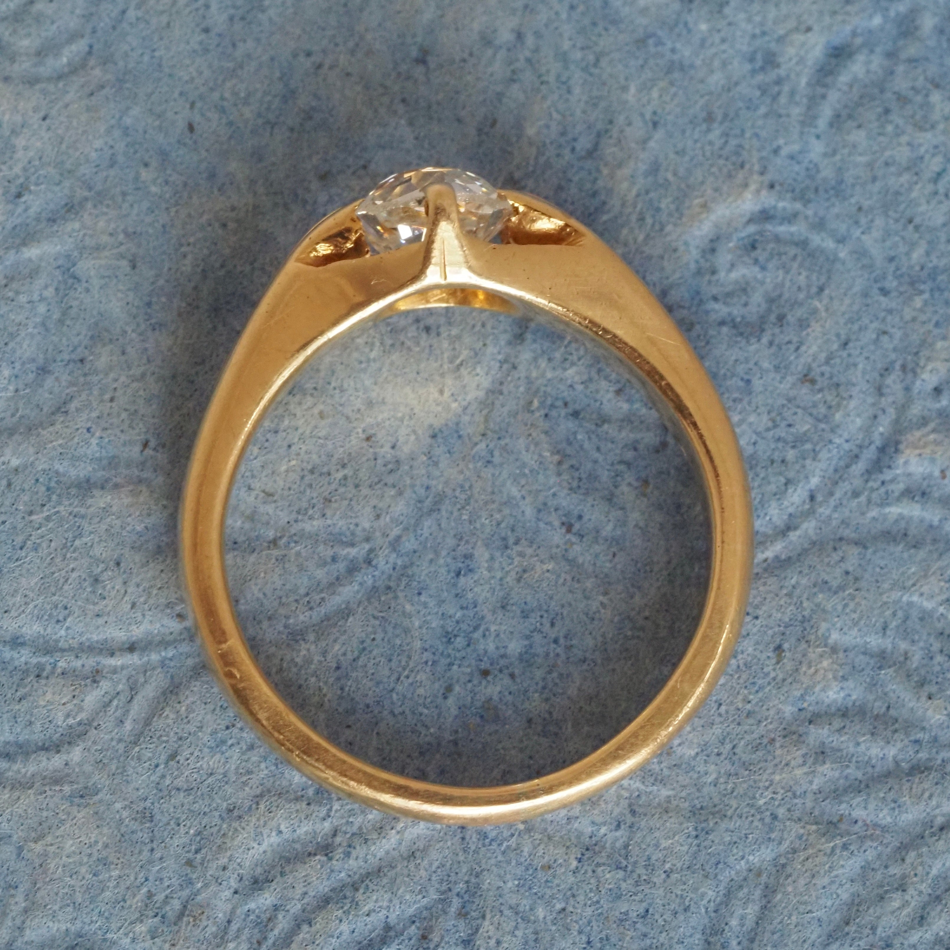 Antique Art Nouveau Old Mine Cut Diamond 18k Gold Engagement Ring
