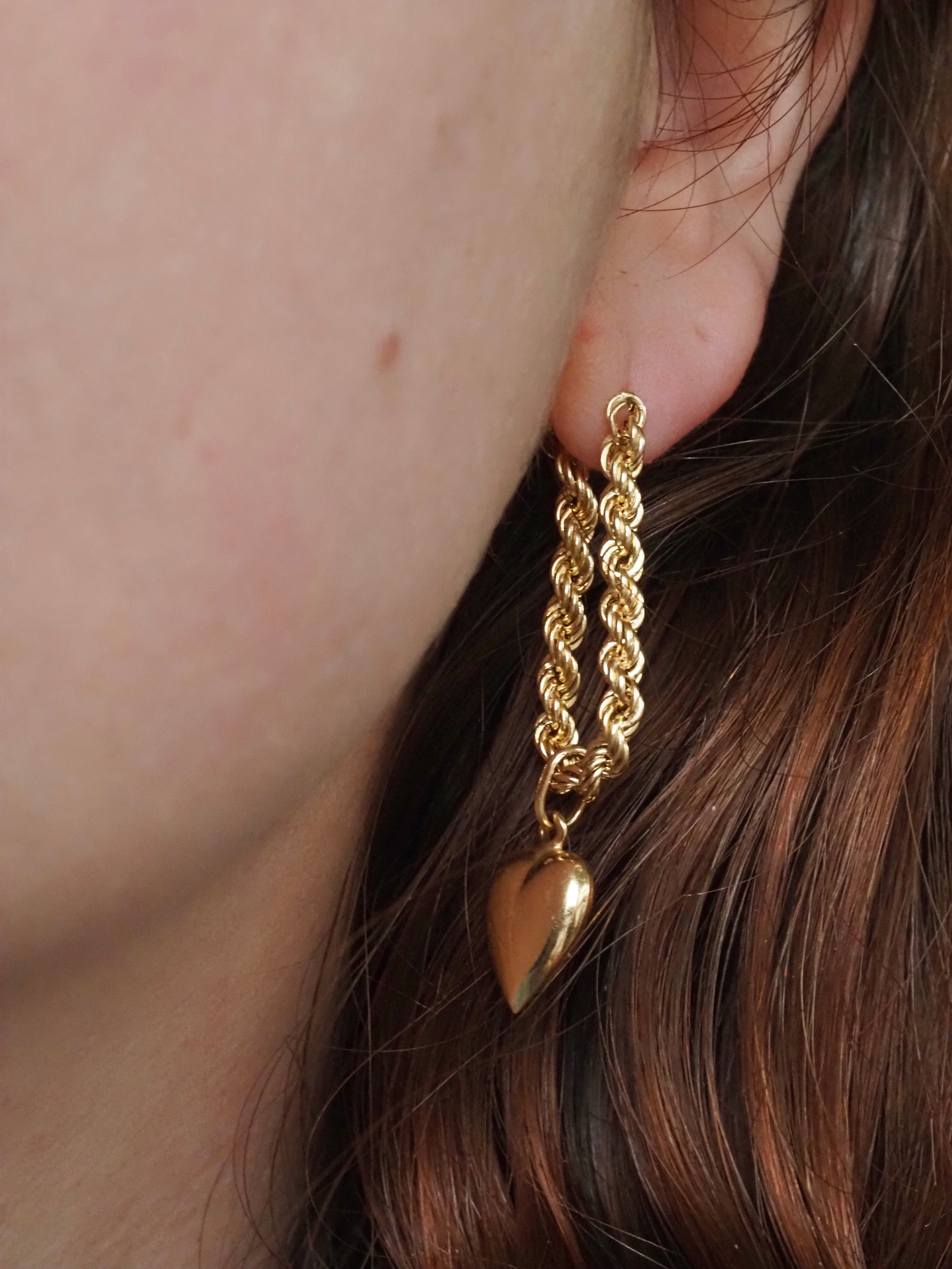 Vintage Rope Chain 14k Gold Hoops