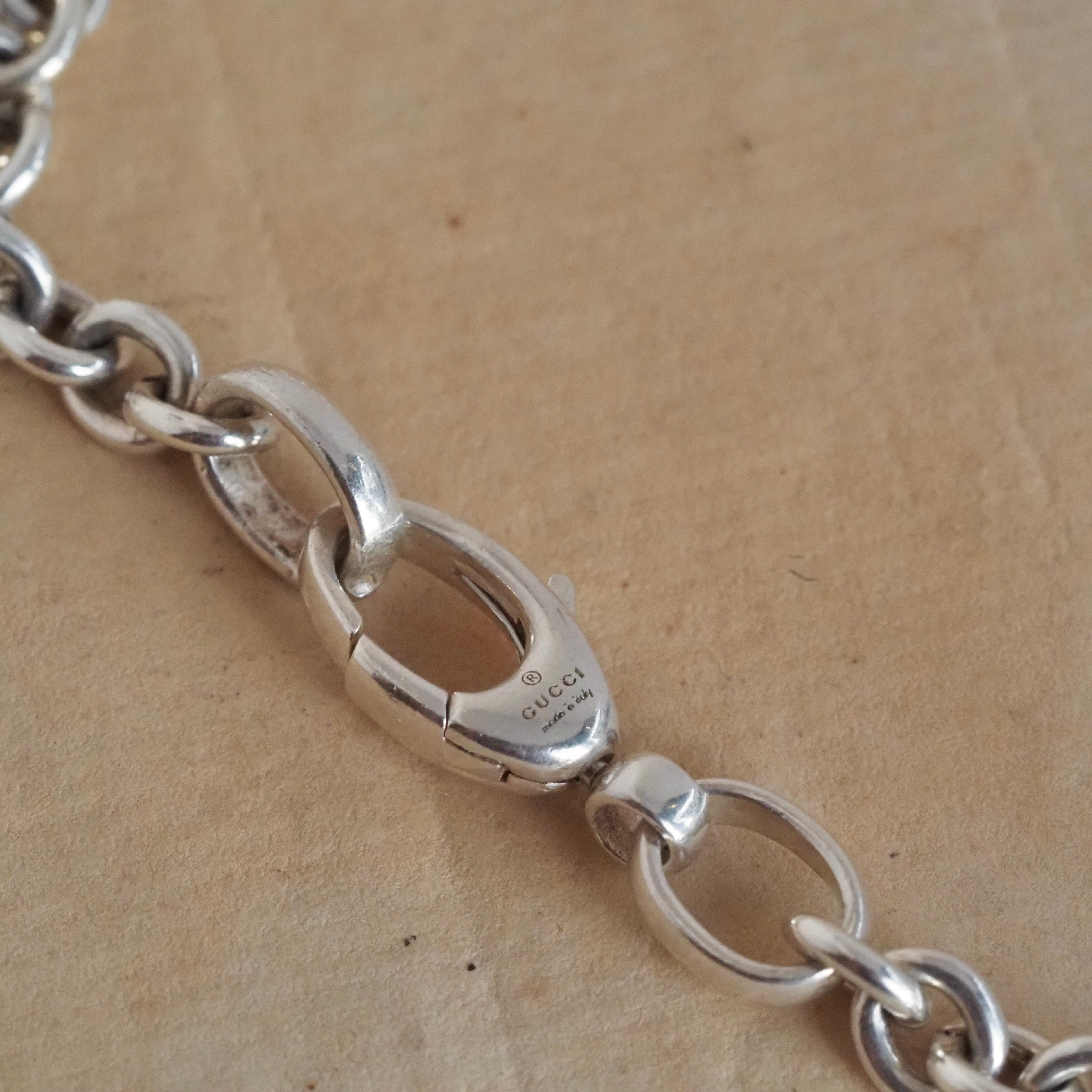 Vintage Gucci Sterling Silver Rolo Chain Necklace