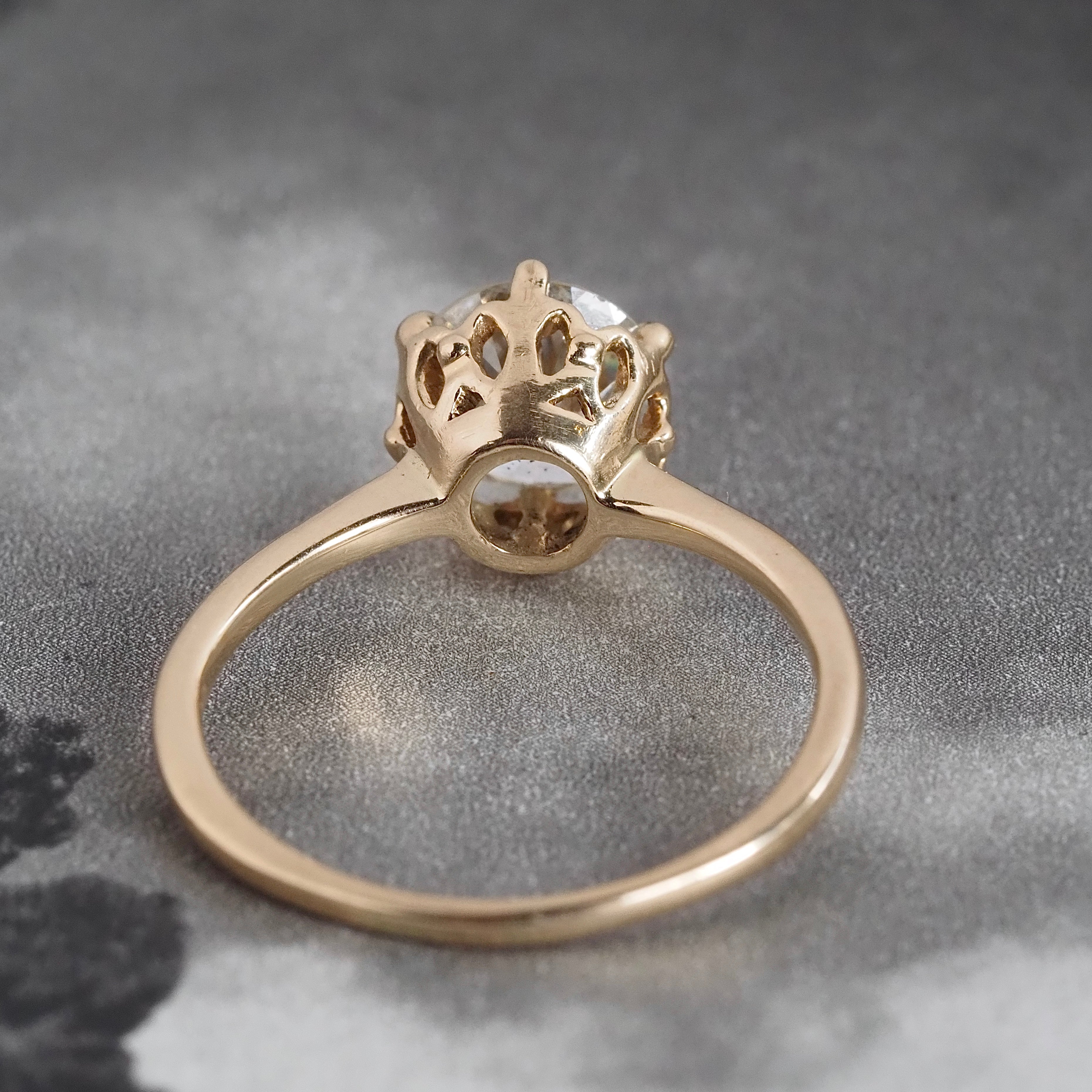 Victorian Style 1.45ct Old European Cut Diamond 14k Gold Engagement Ring