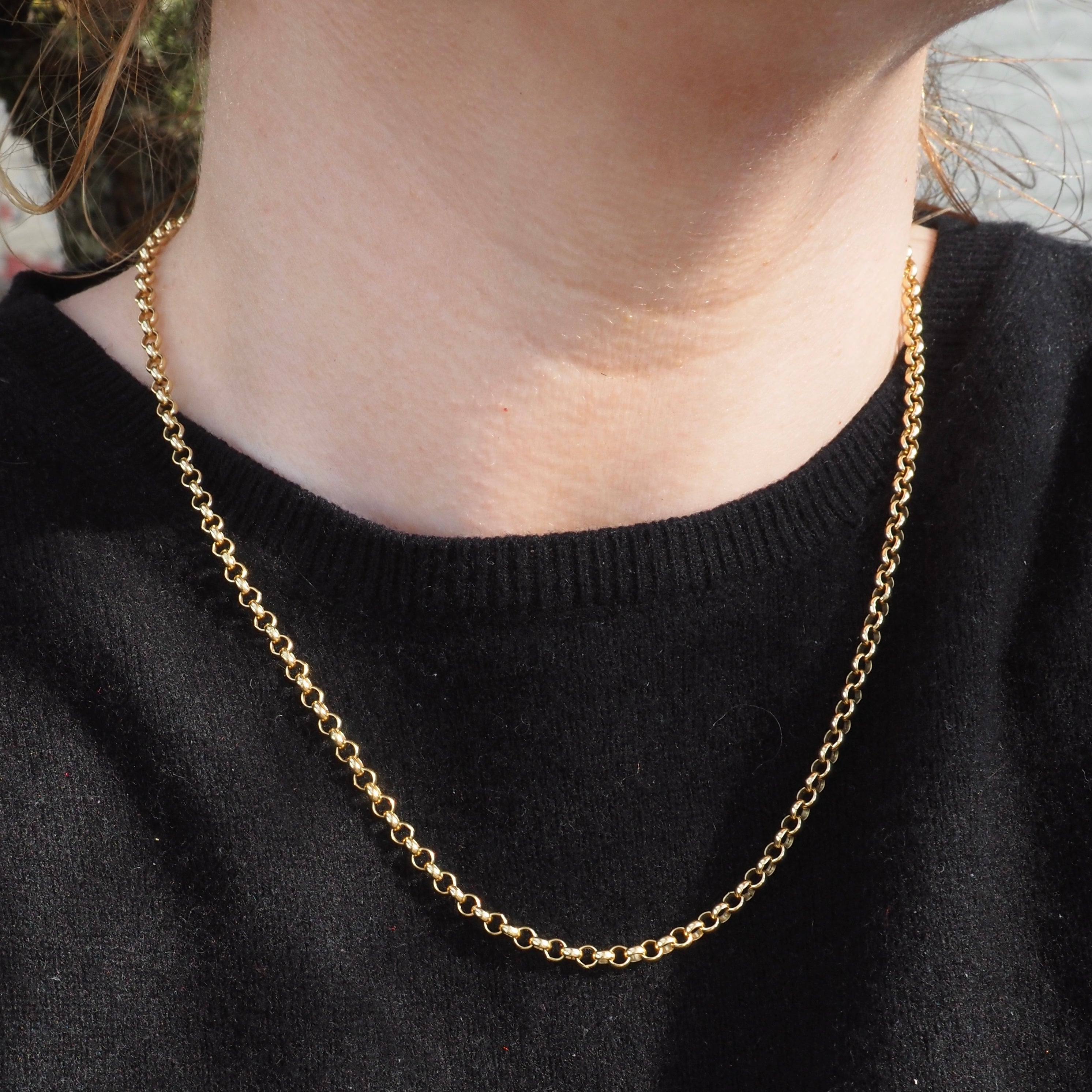 Vintage Italian 18k Gold Rolo Chain Necklace