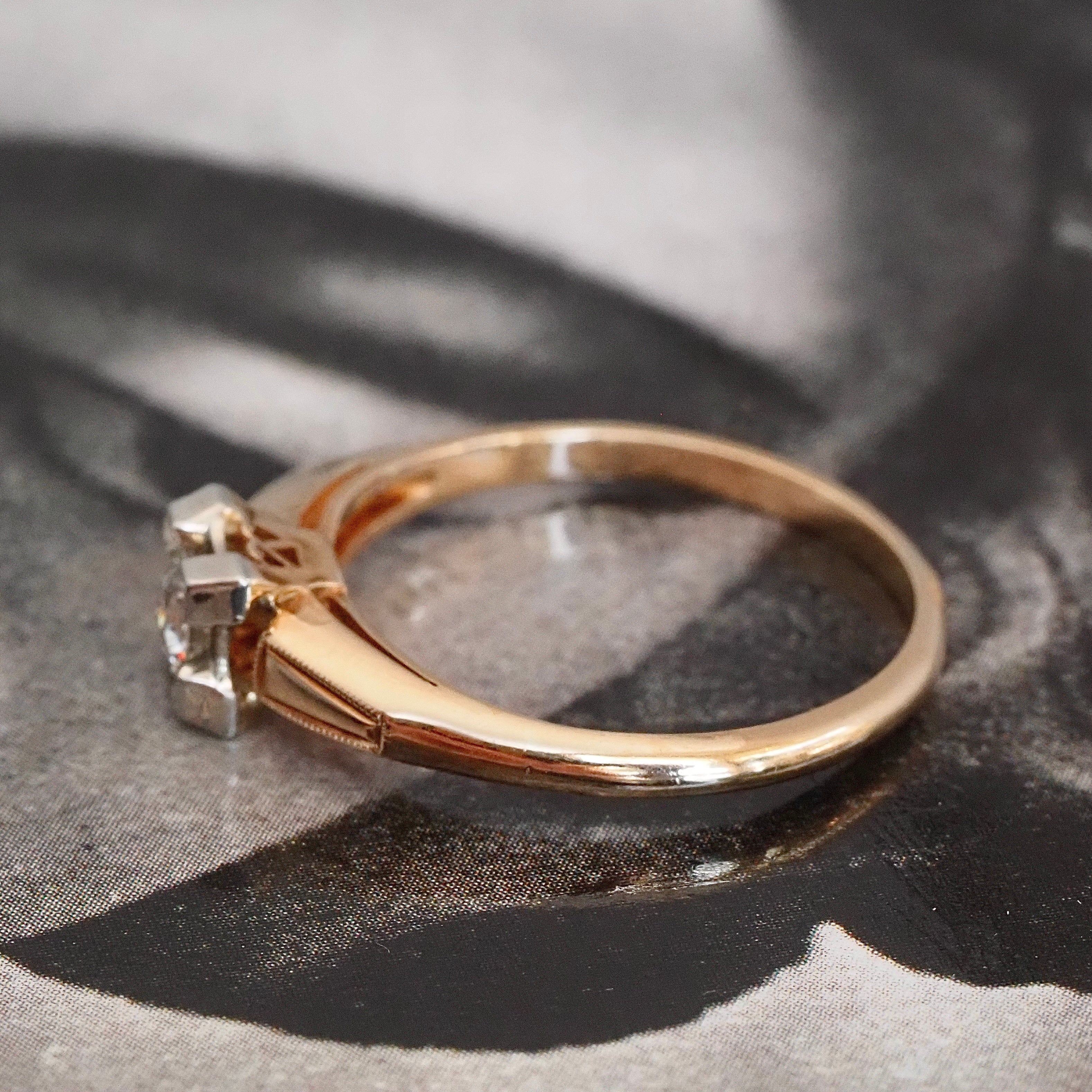 Mid-Century Old European Cut Diamond 14k Gold Engagement Ring