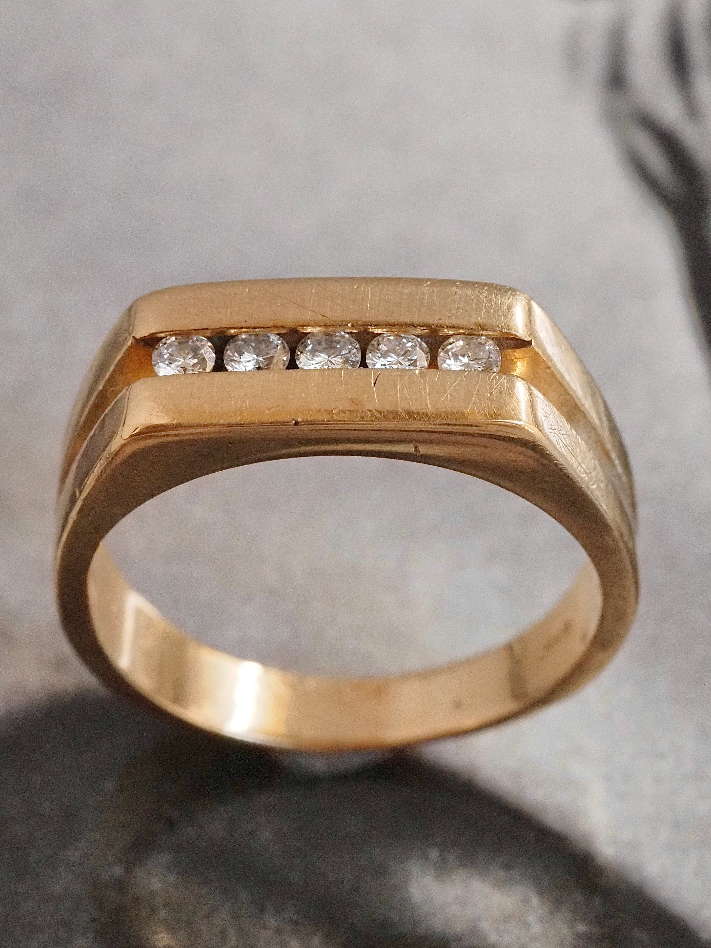 Vintage 14k Gold Channel Set Diamond Band