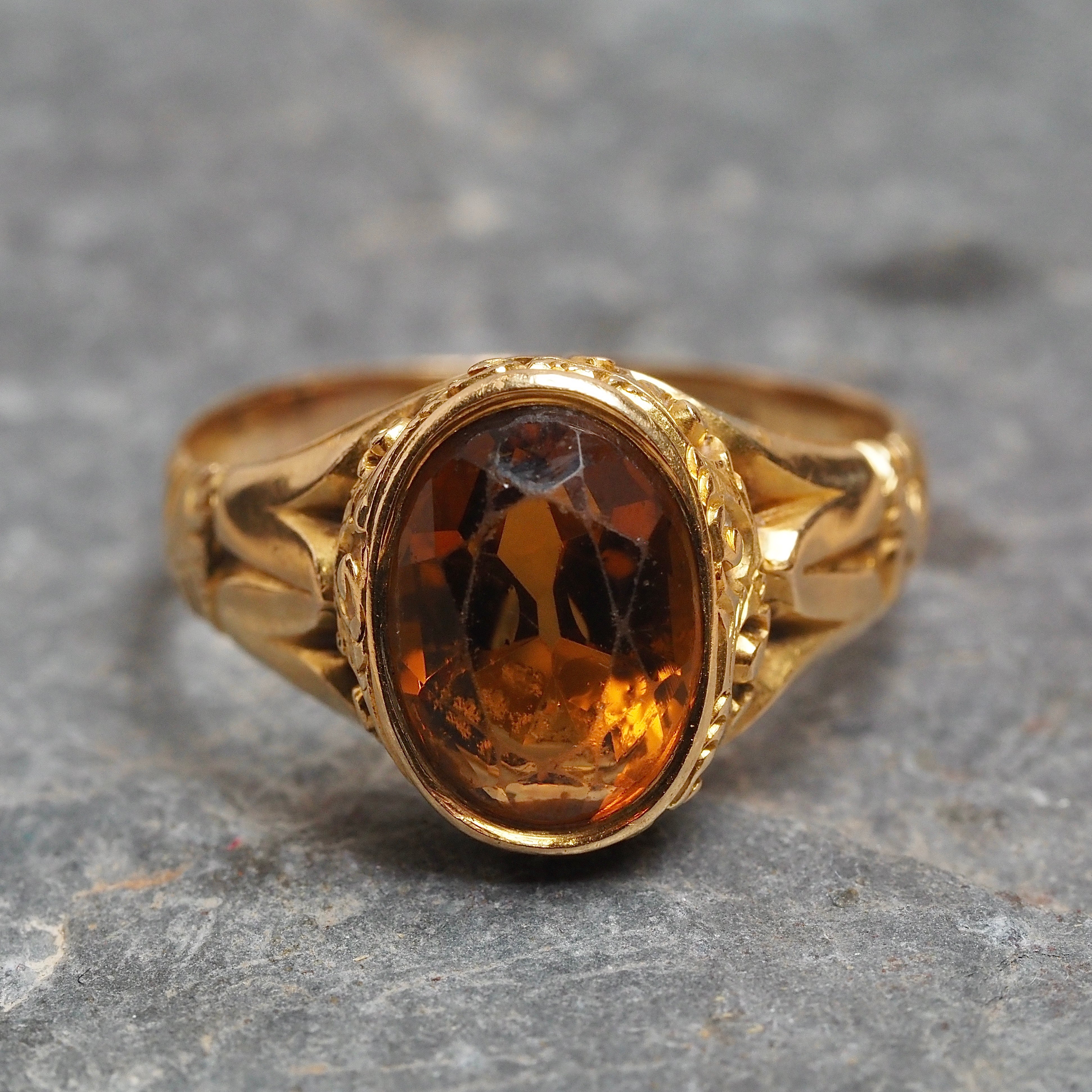 Antique English Citrine 18k Gold Ring