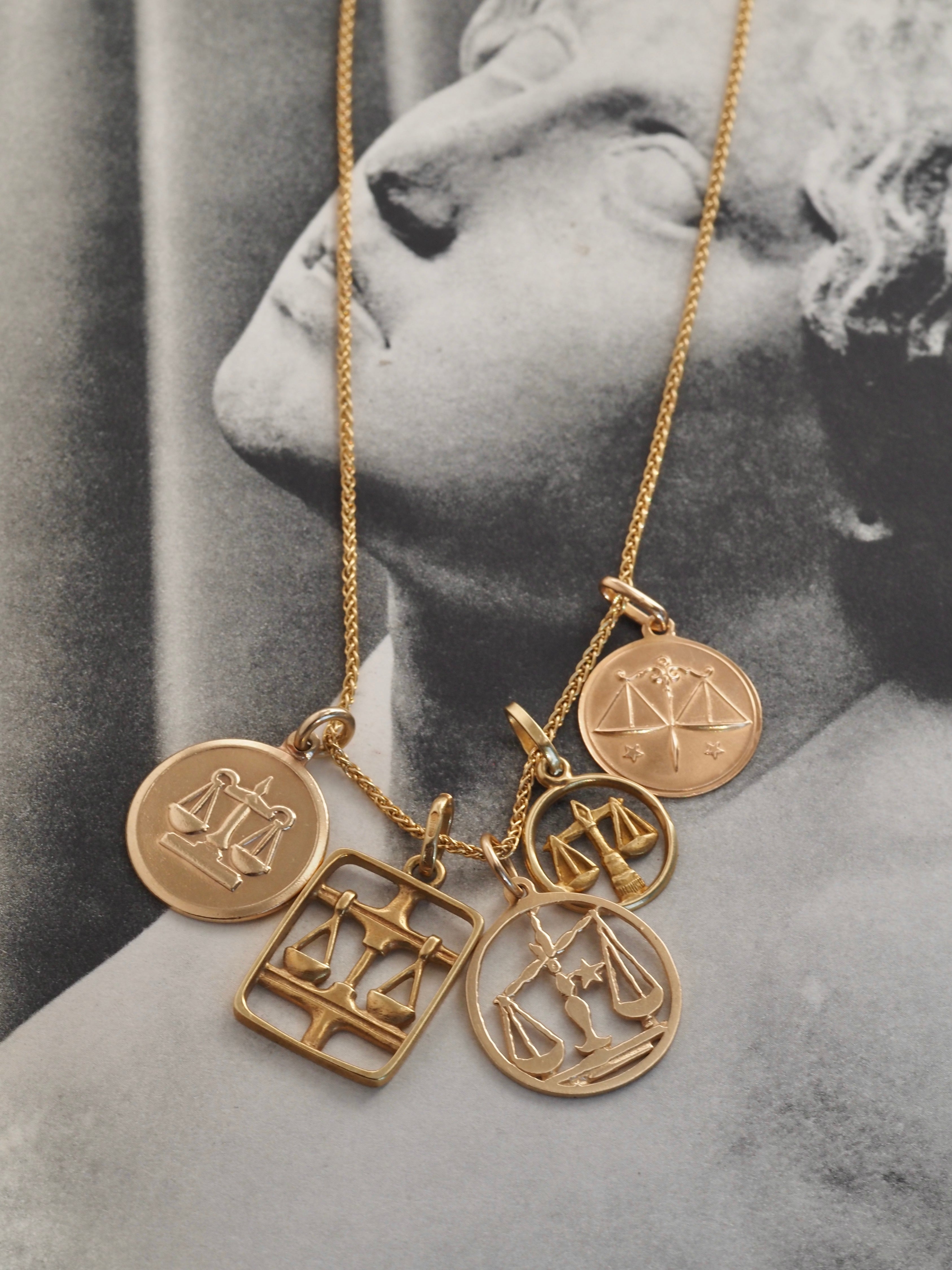Vintage Gold Libra Pendants