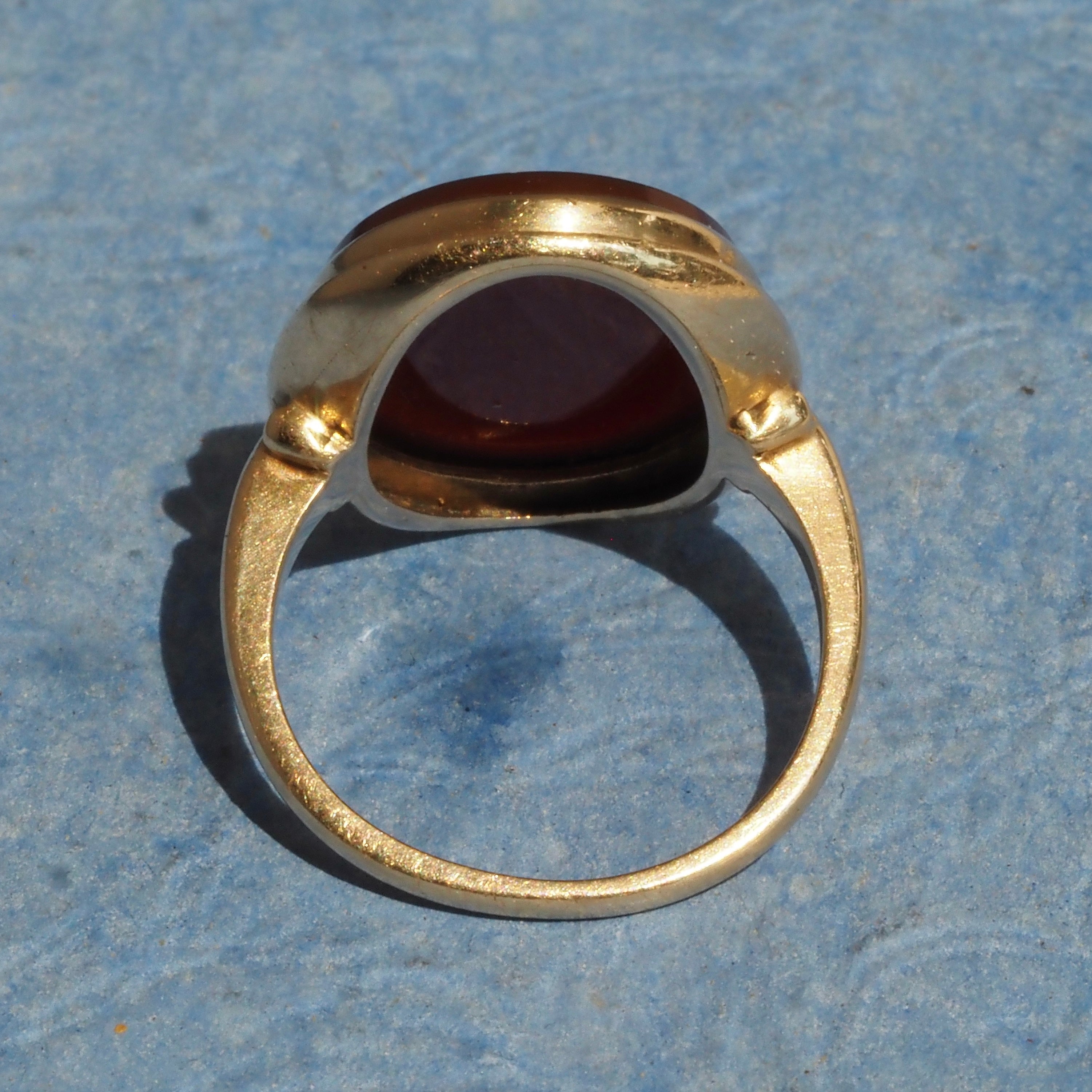 Antique Wide Oval Carnelian 14k Gold Ring