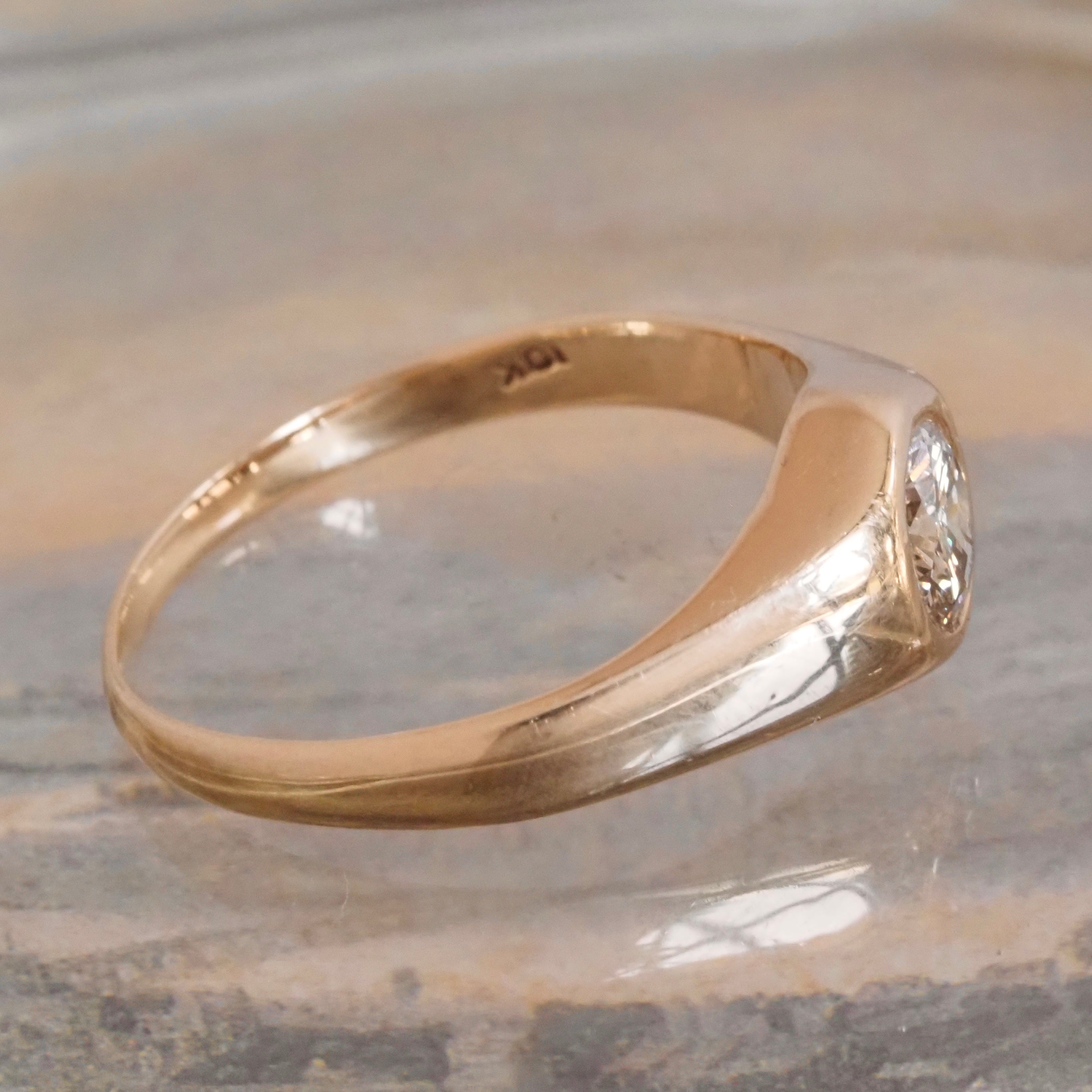 Vintage Flush Set Diamond 10k Gold Ring