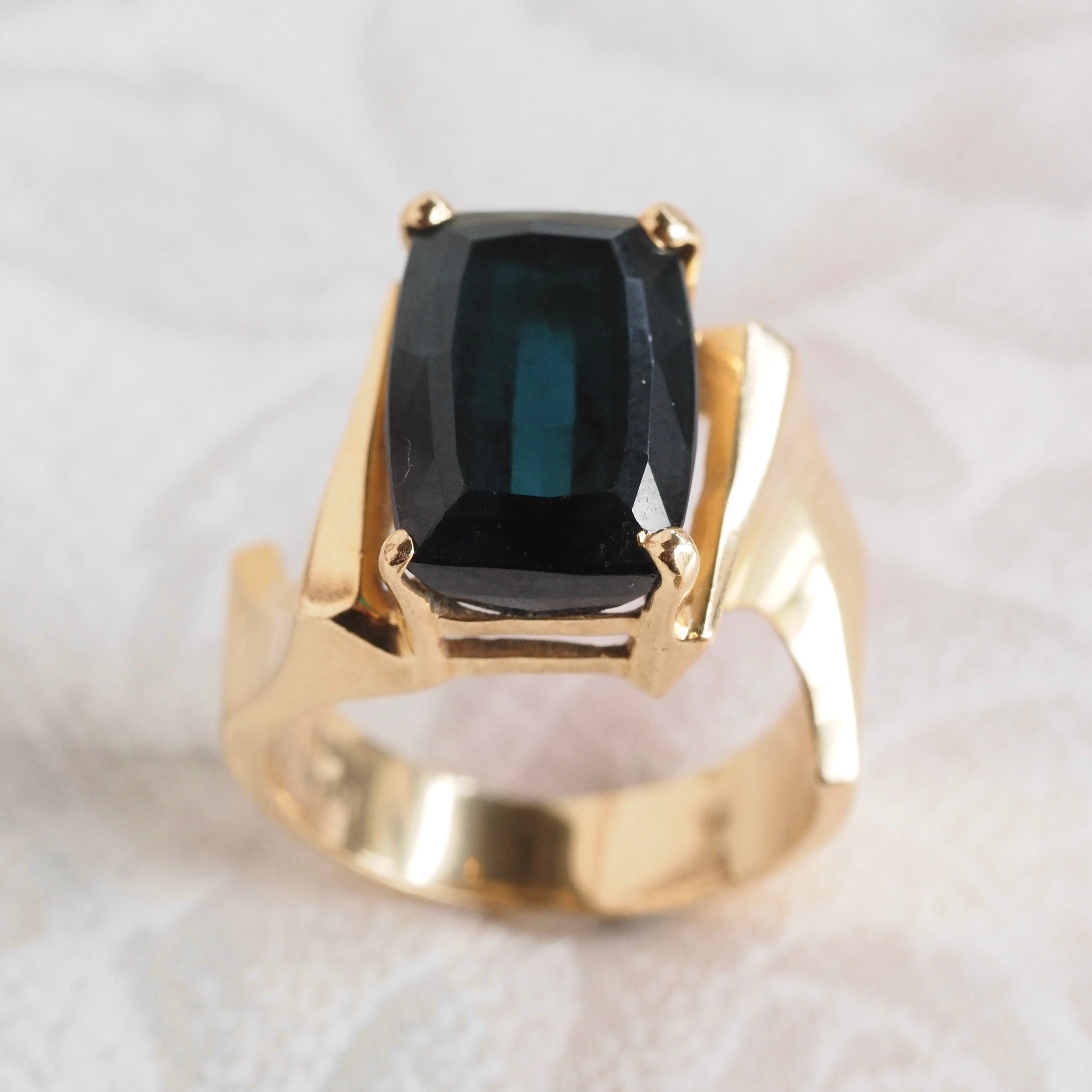 Vintage Indicolite Tourmaline 14k Gold Ring