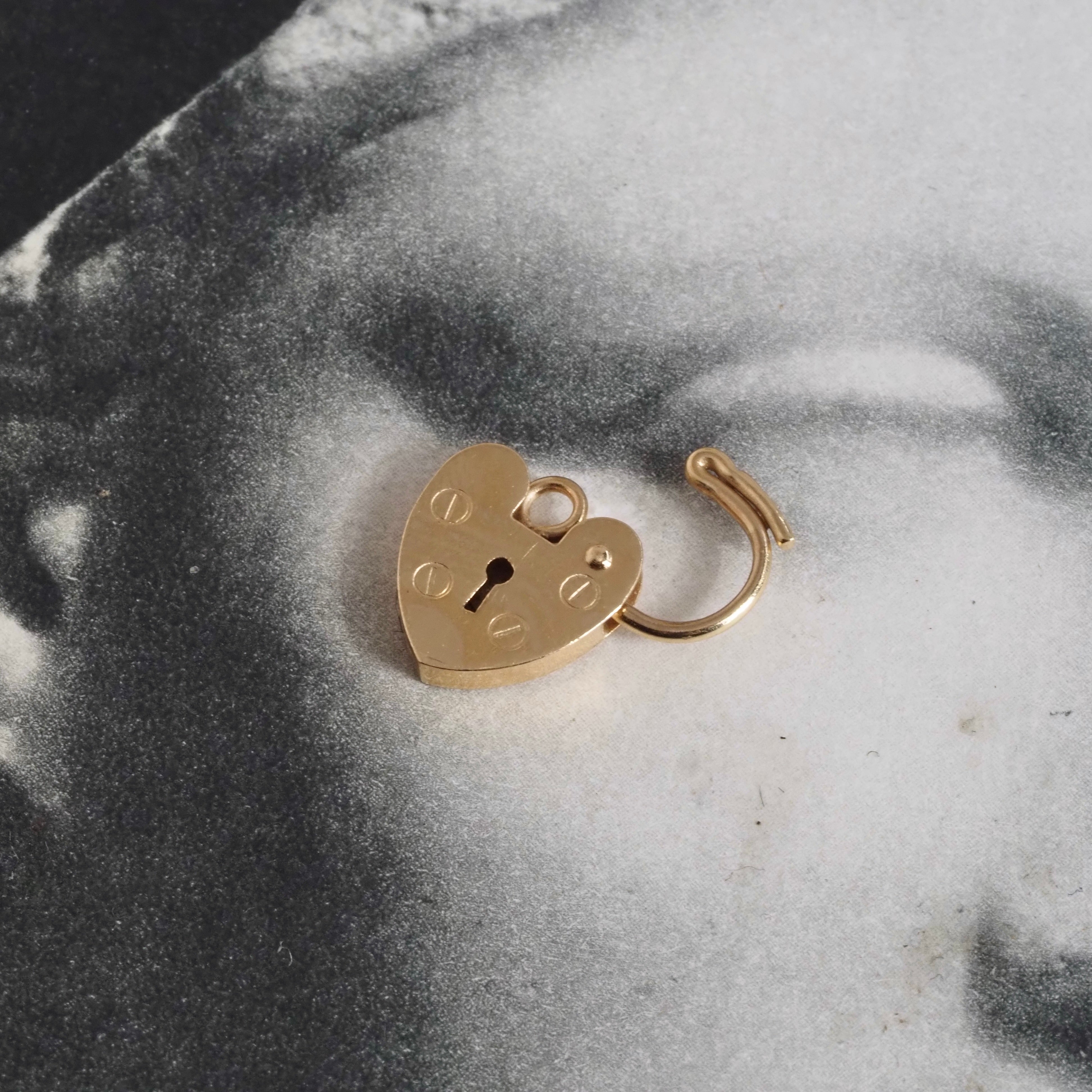 Vintage 14k Gold Heart Padlock Charm