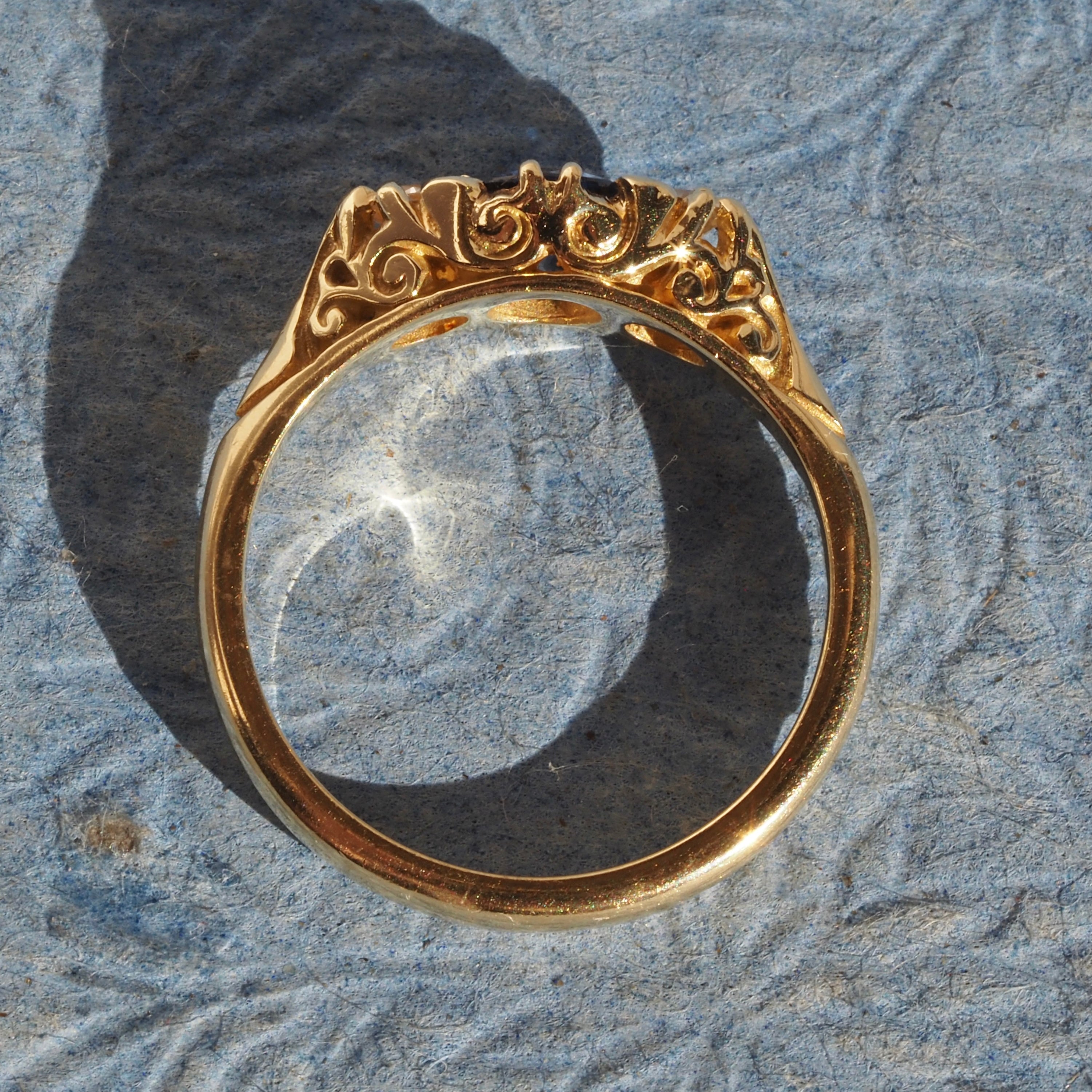 Vintage English Sapphire and Diamond 18k Gold Ring