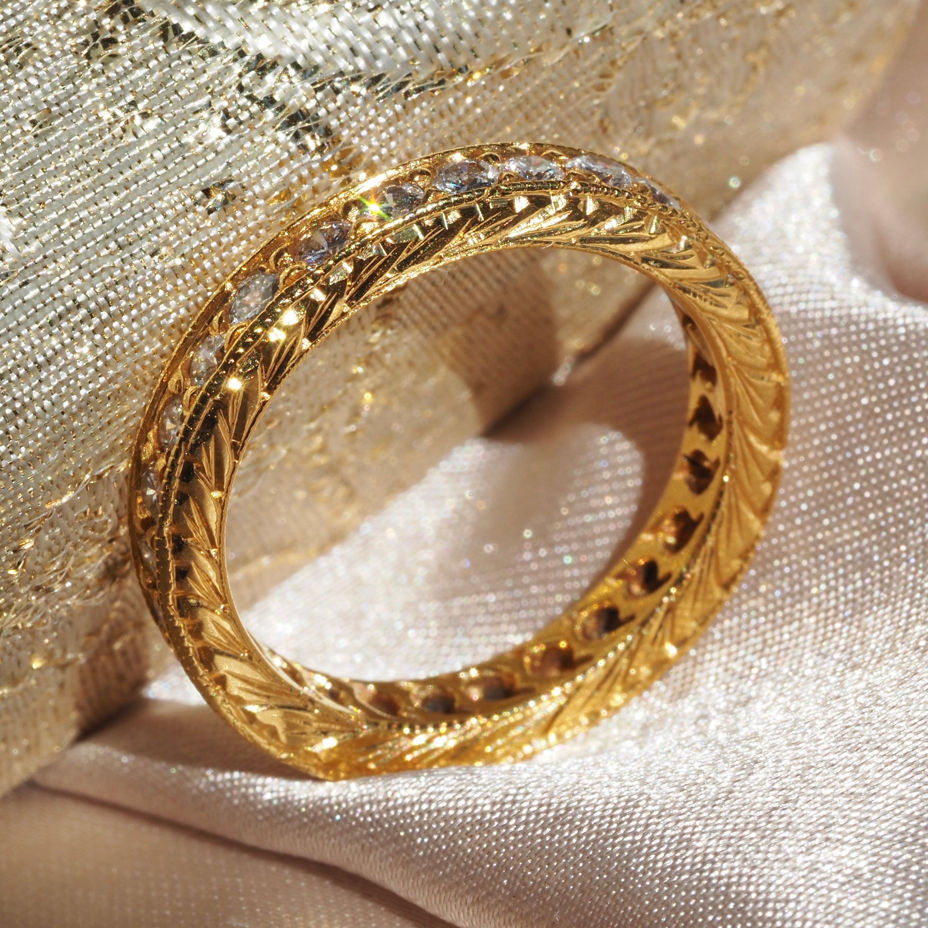 Vintage Diamond Eternity 14k Gold Band
