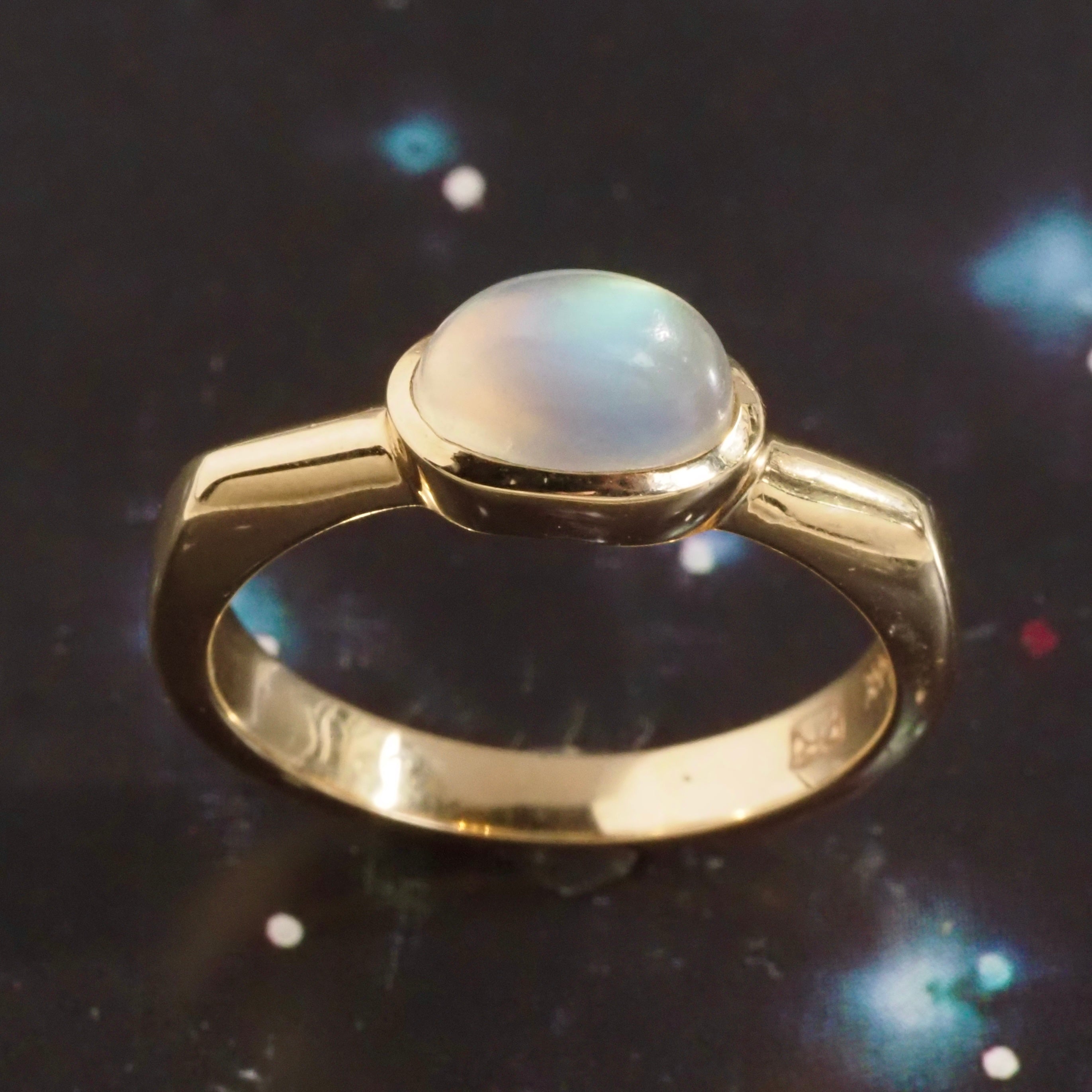 Modernist Moonstone 14k Gold Ring