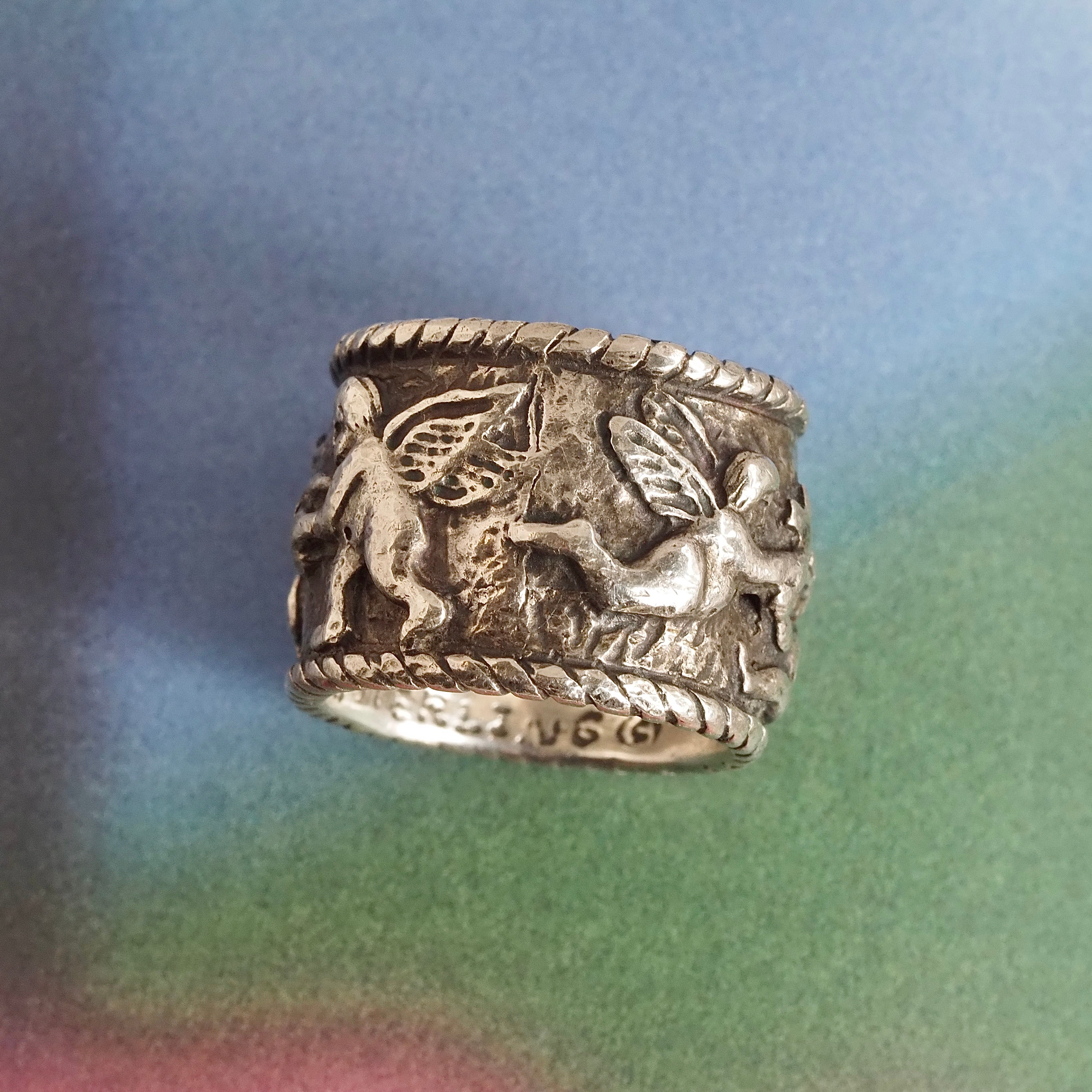 Vintage Sterling Silver Cherub Frieze Band
