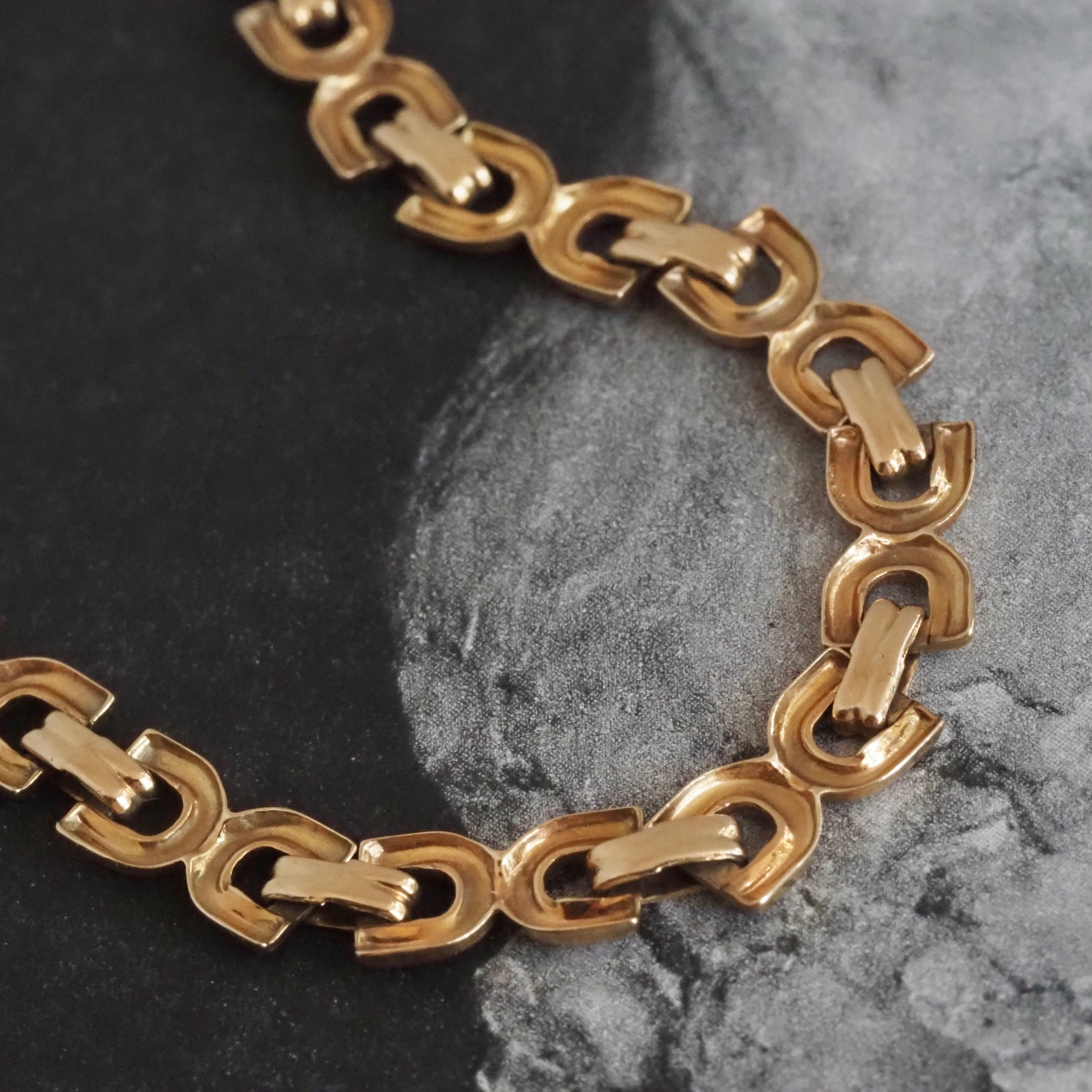 Vintage Italian Arc Link 14k Gold Bracelet
