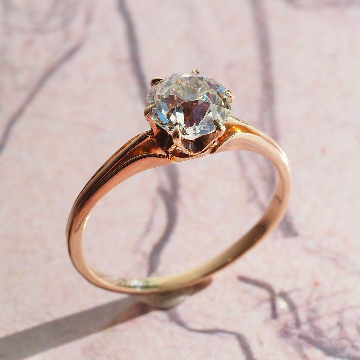 Antique Early 1900s Old European Cut Diamond 14k Gold Engagement Ring