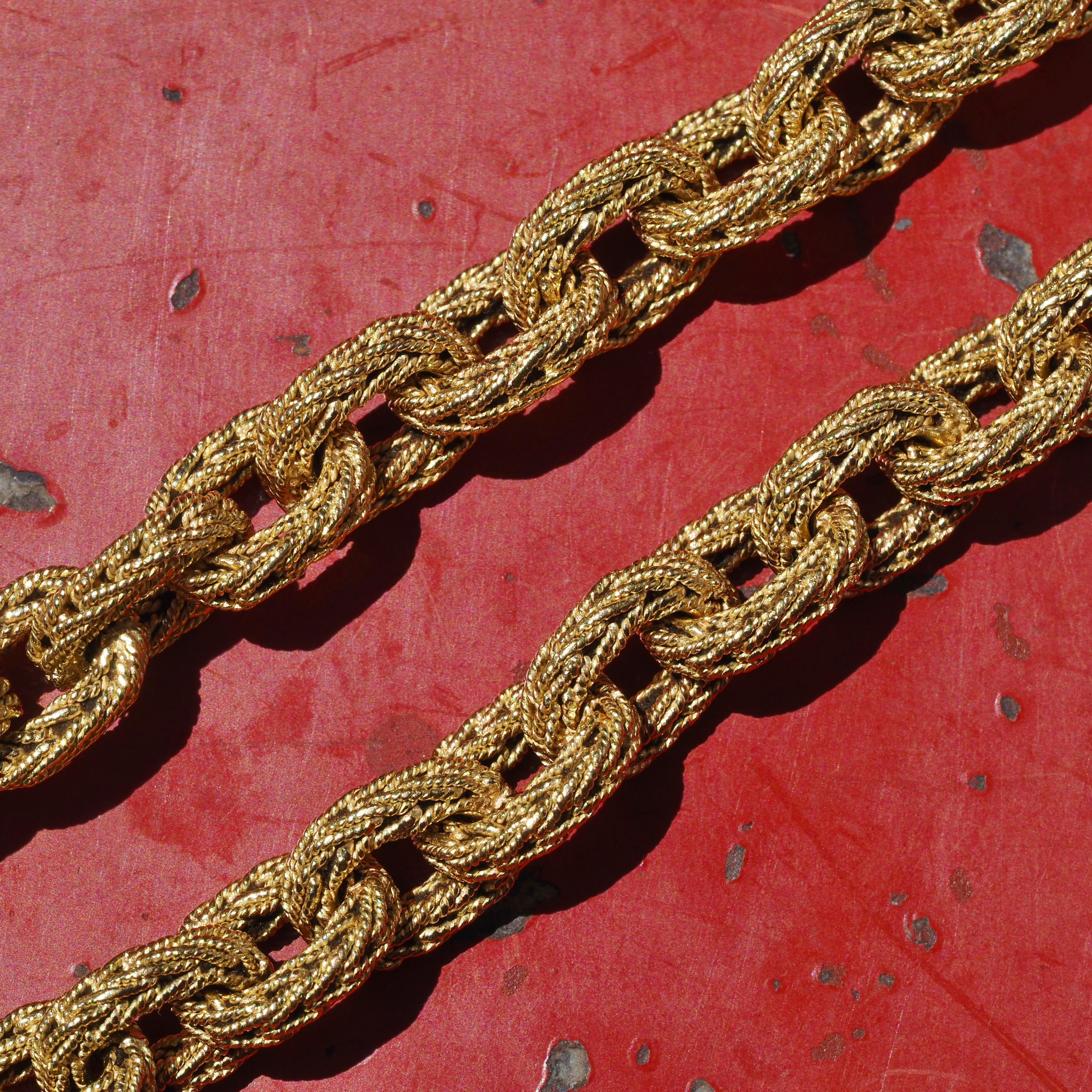 Vintage 18K Gold Woven Link Toggle Clasp Bracelet