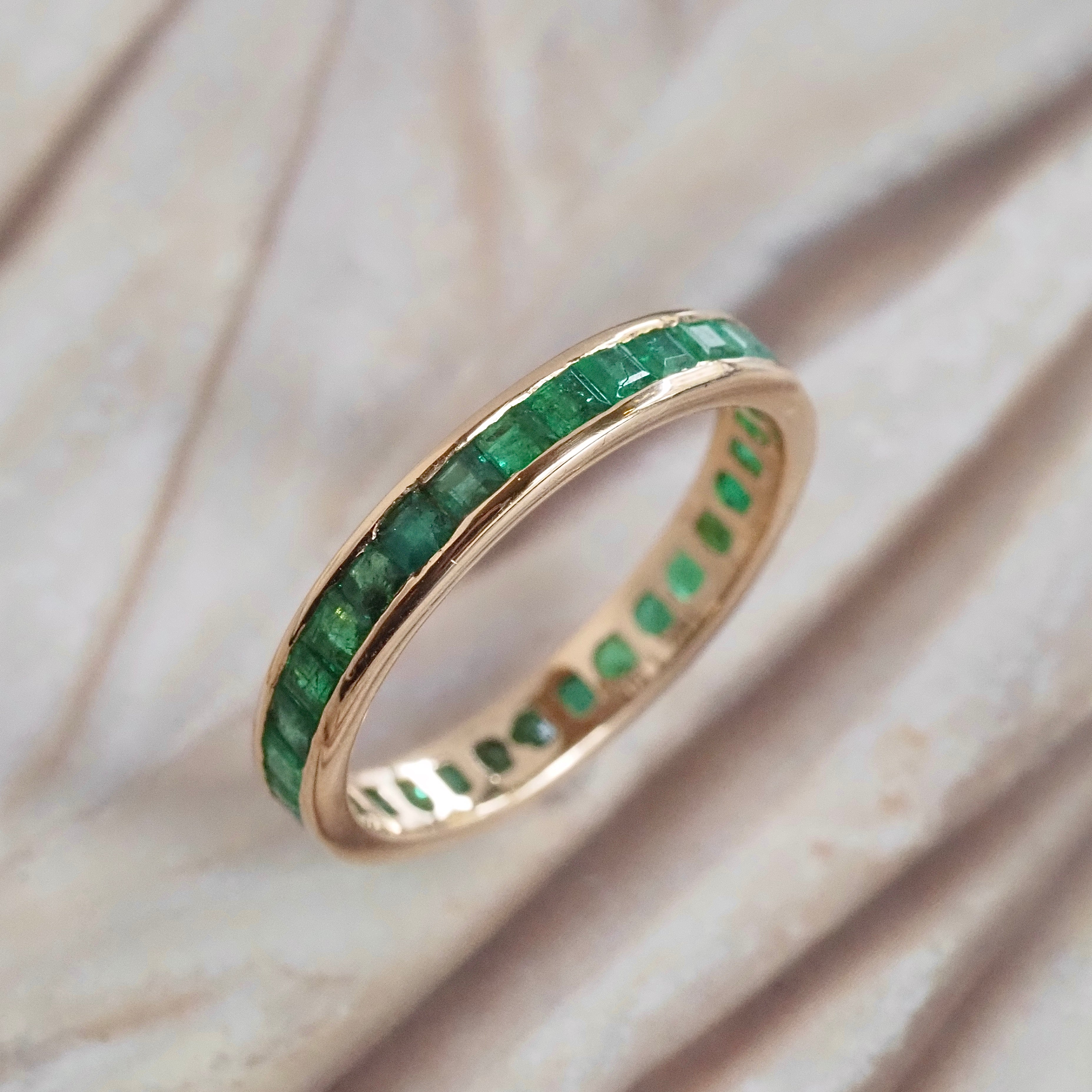Vintage 14k Gold Emerald Eternity Band