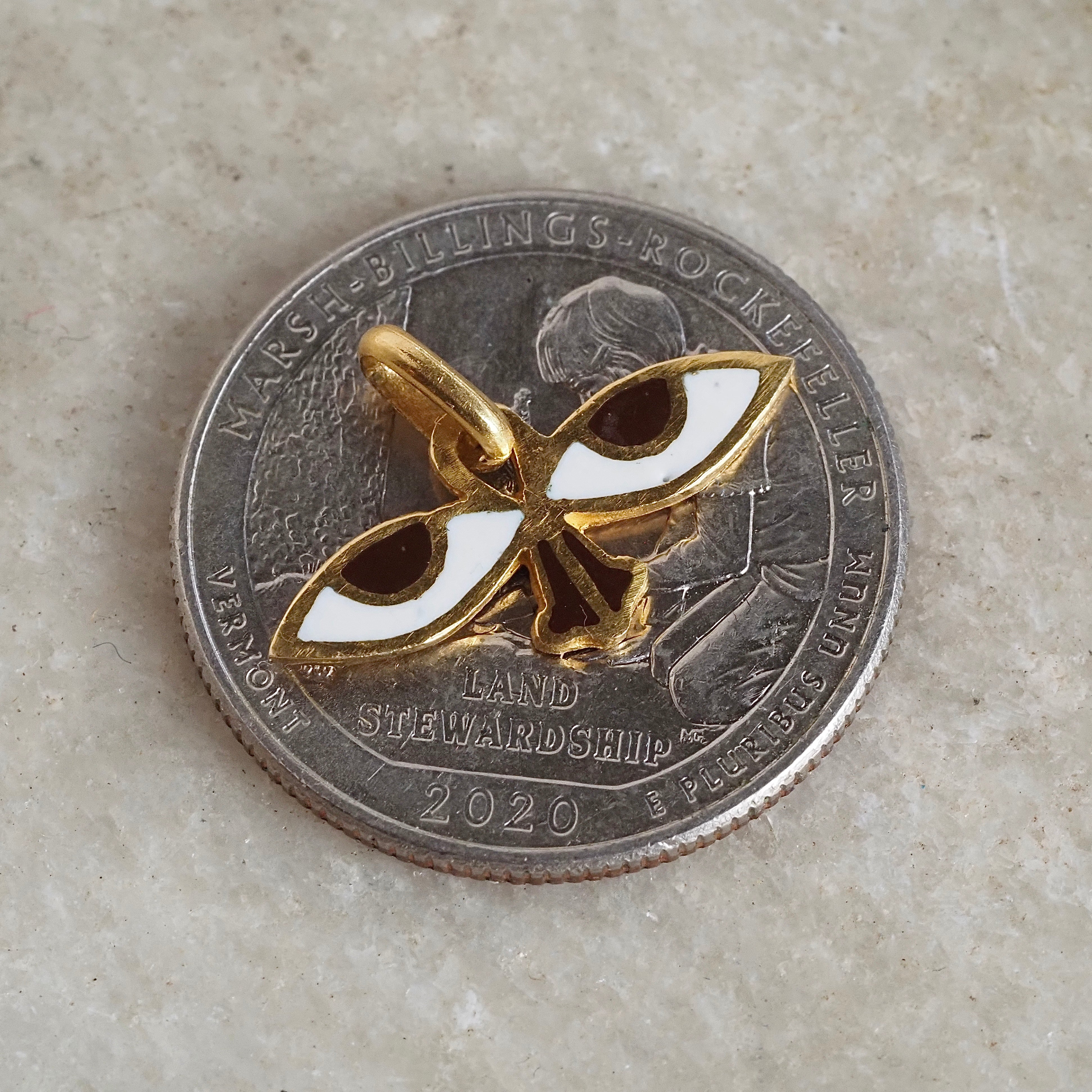 Vintage Enamel and 18k Gold Eye Pendant