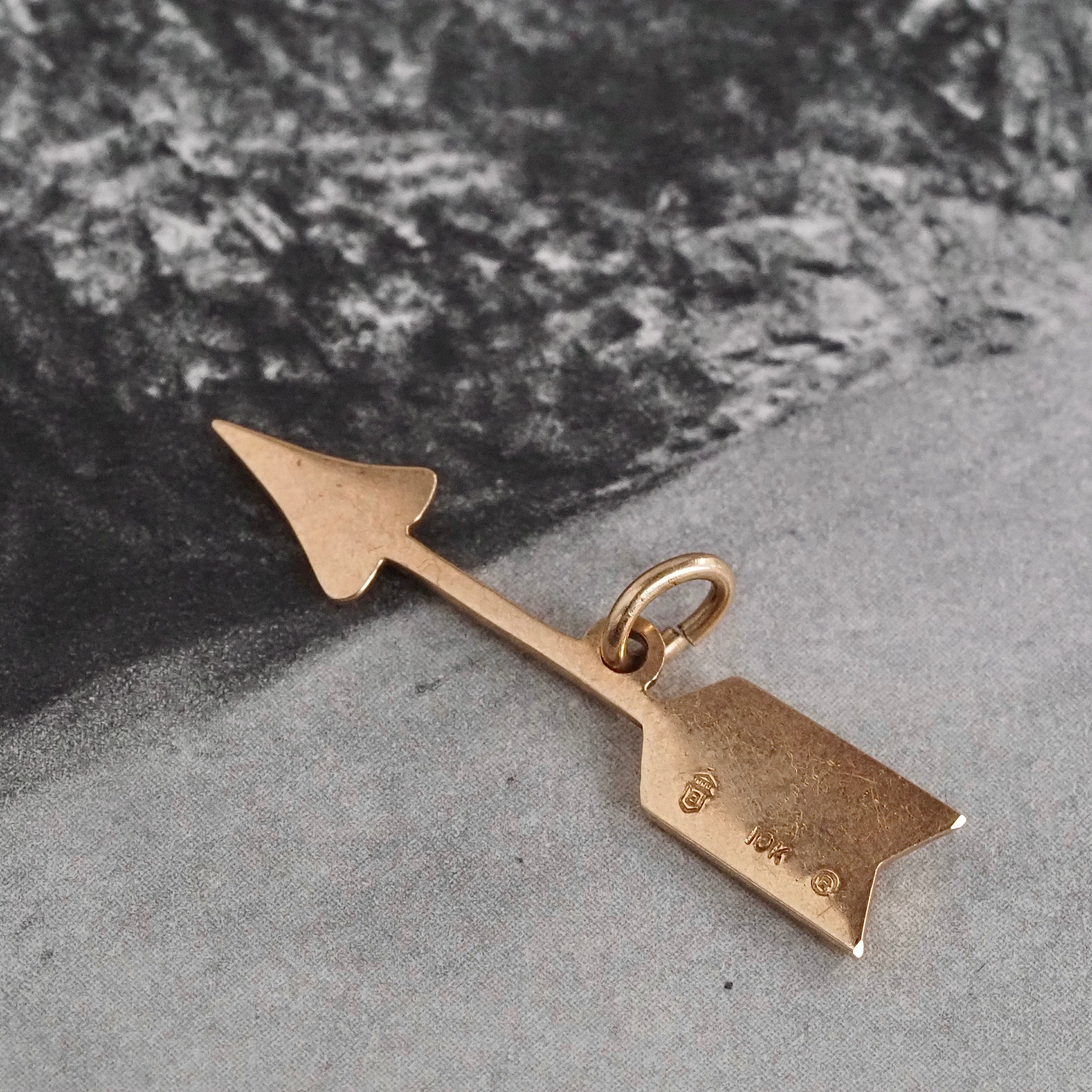 Vintage Arrow Charm 10k Gold Bloomed