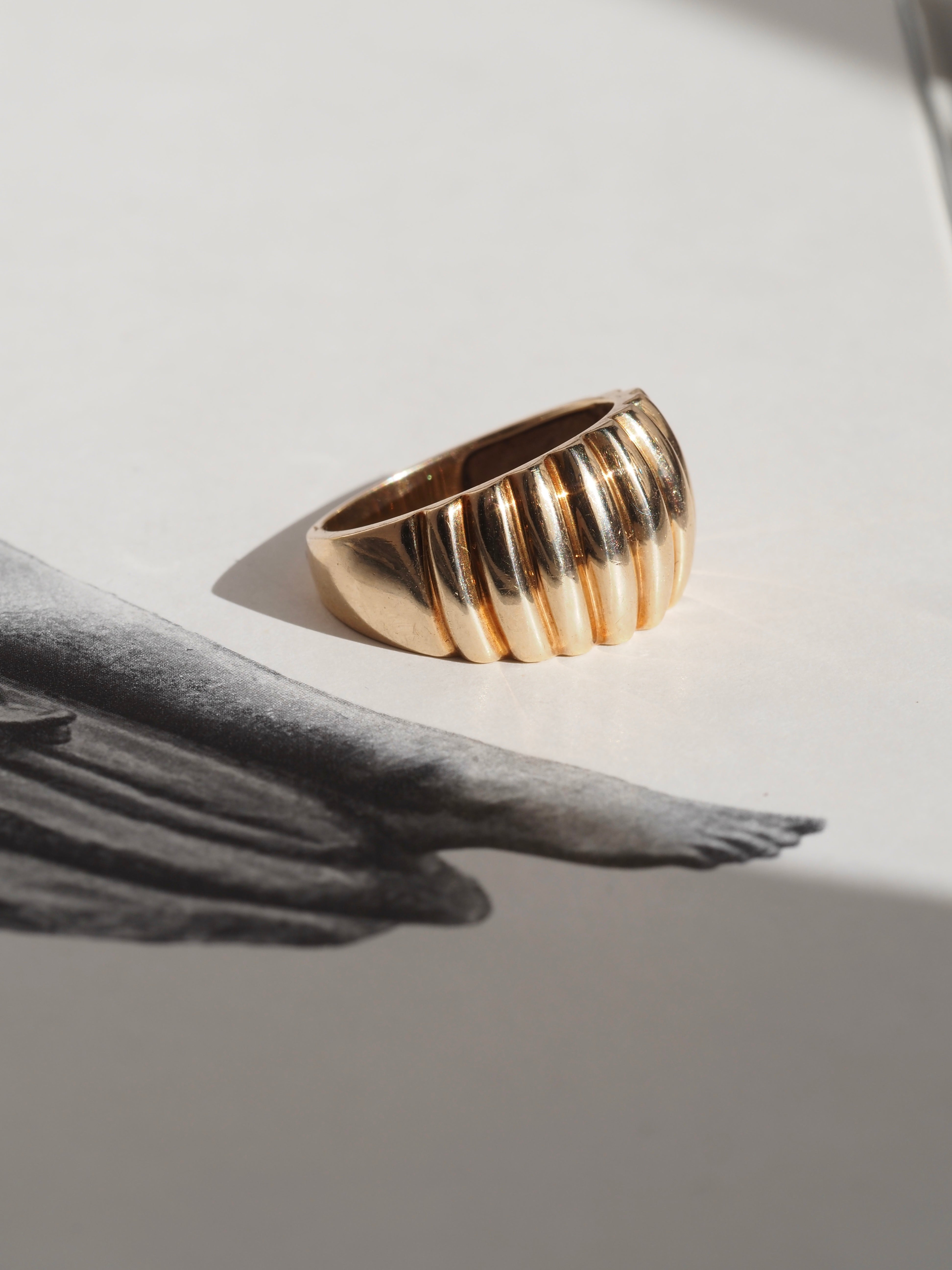 Vintage Ridged Dome 10k Gold Ring