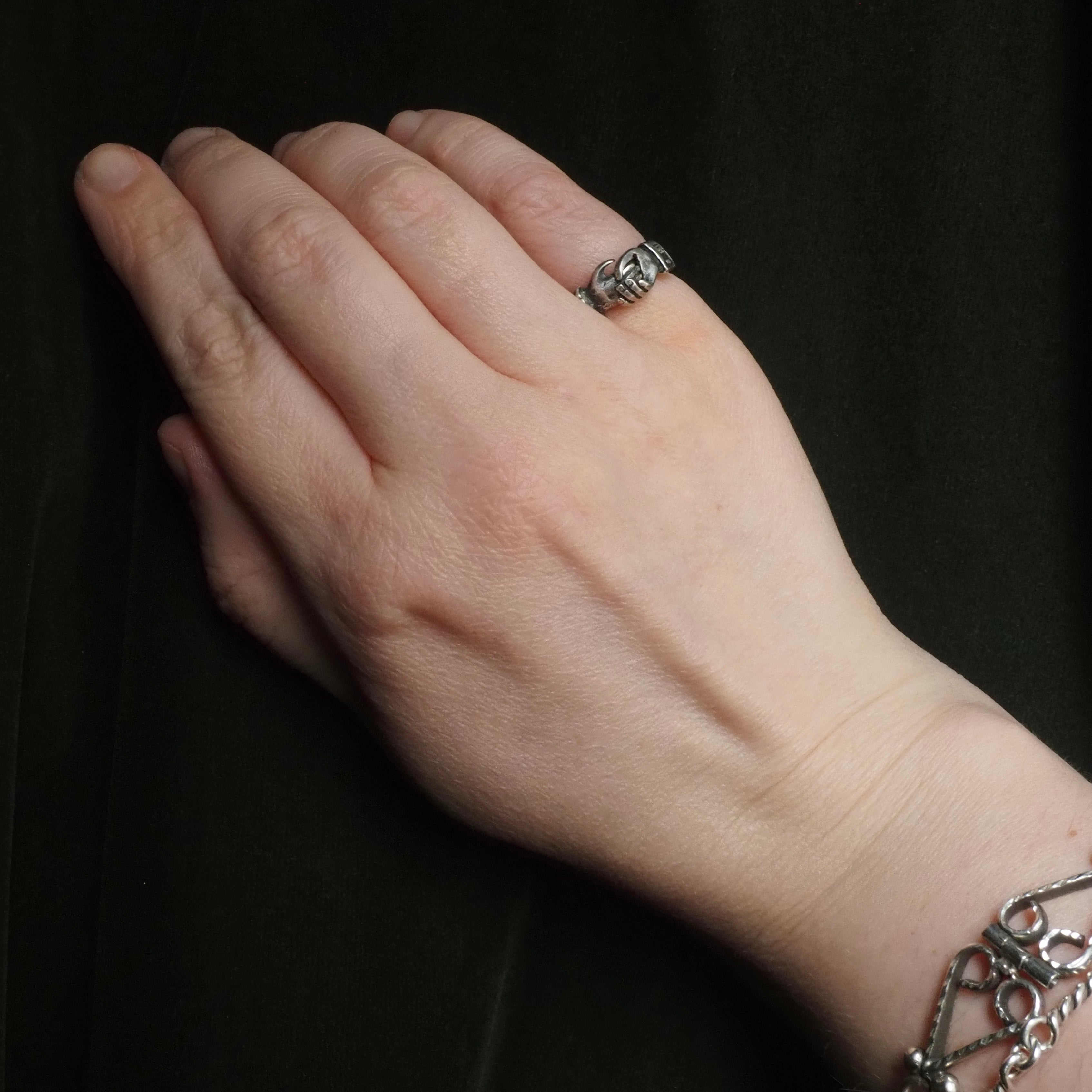 Antique Sterling Silver Fede Ring