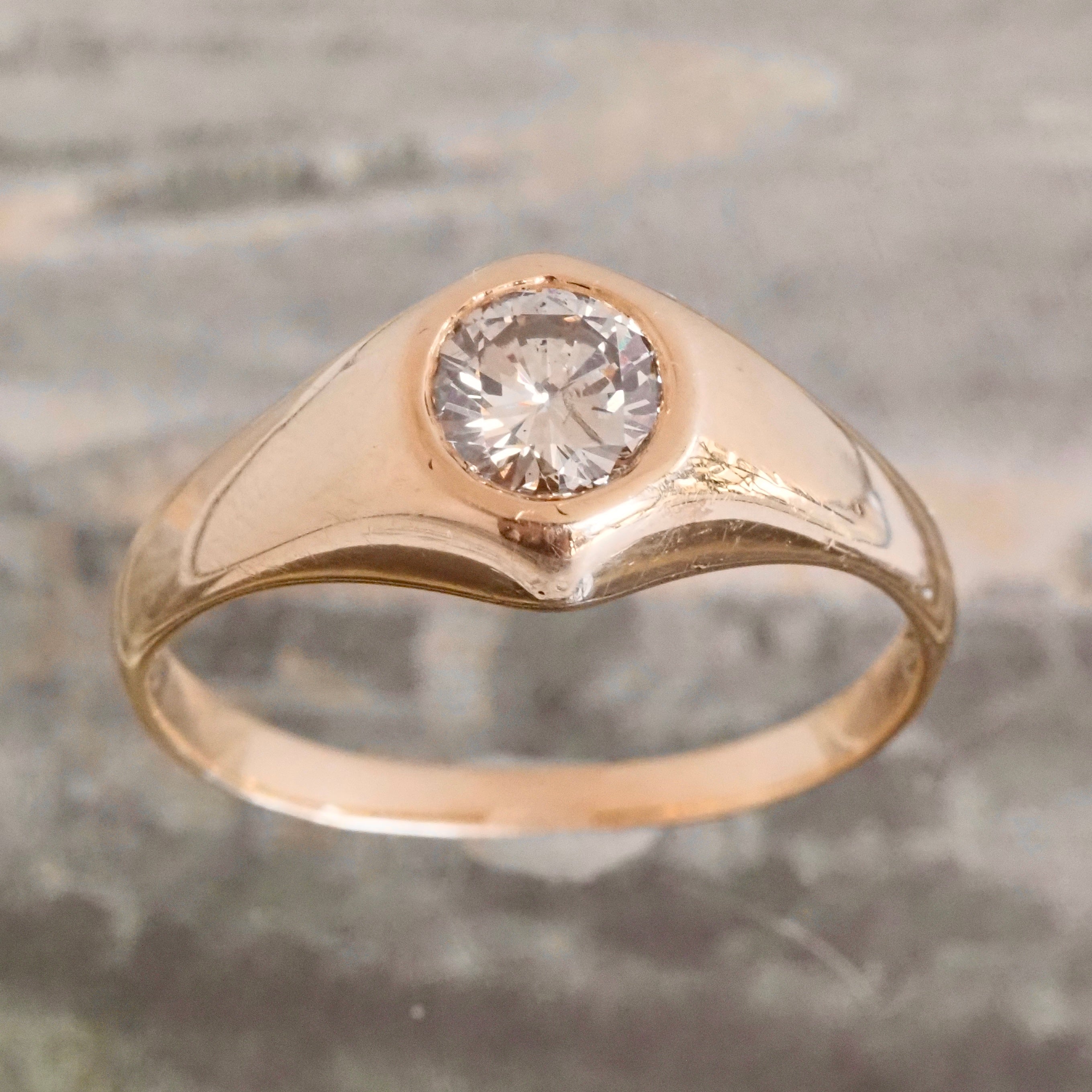 Vintage Flush Set Diamond 10k Gold Ring