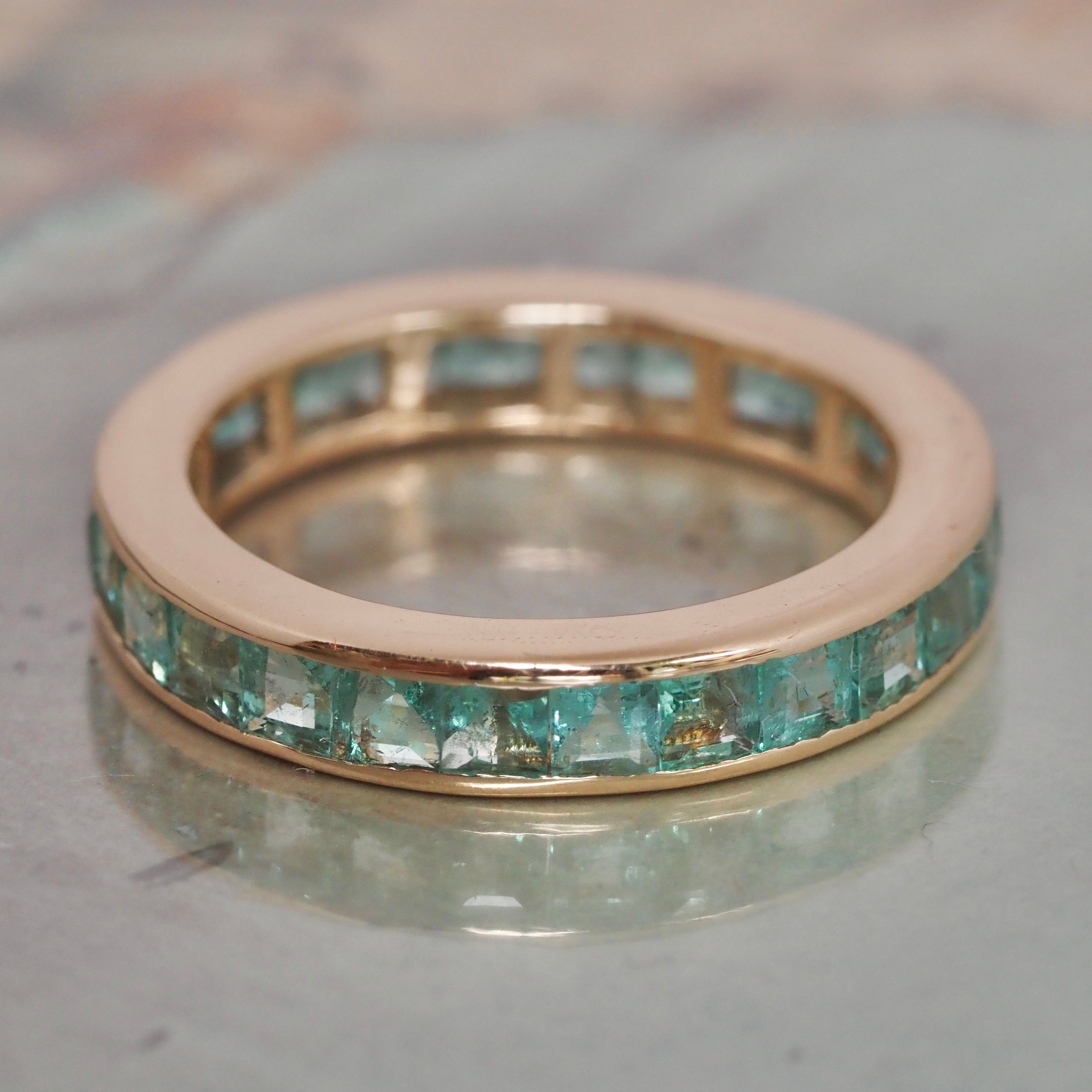 Vintage 14k Gold Emerald Eternity Band